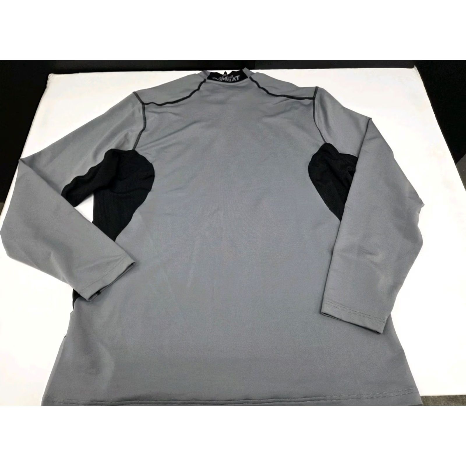 Nike Nike Pro Combat Dri Fit Hyperwarm Max Fitted Long Sleeve Shirt 2XL Grey/Black Nike Mens Athletic Mock Neck Pullover 48 in Chest Size US XXL / EU 58 / 5 - 6 Thumbnail