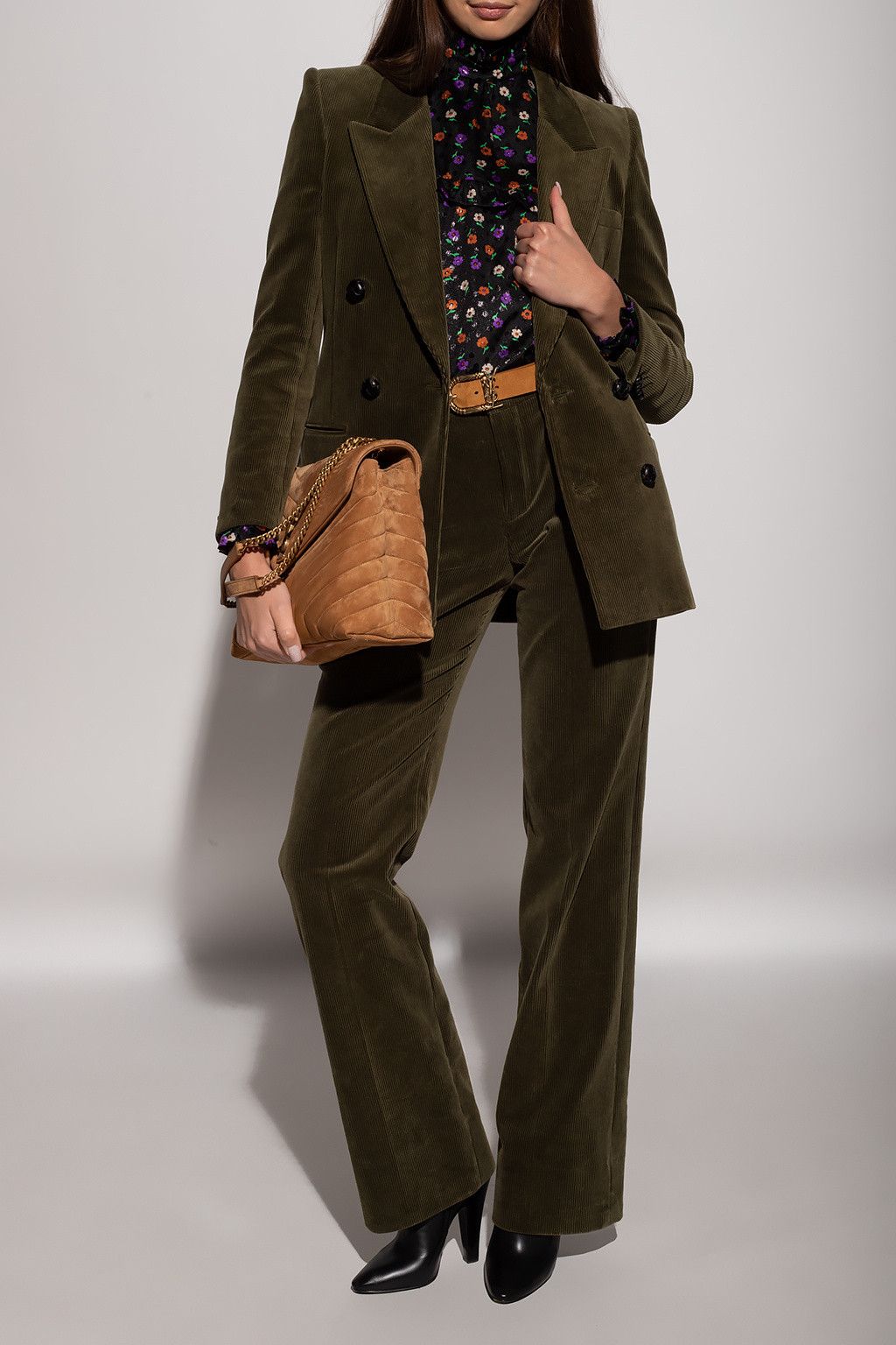 Saint Laurent Paris o1s1wg110924 Blouse Matte Shiny Lamé Floral Silk Multicolor Size XS / US 0-2 / IT 36-38 - 2 Thumbnail
