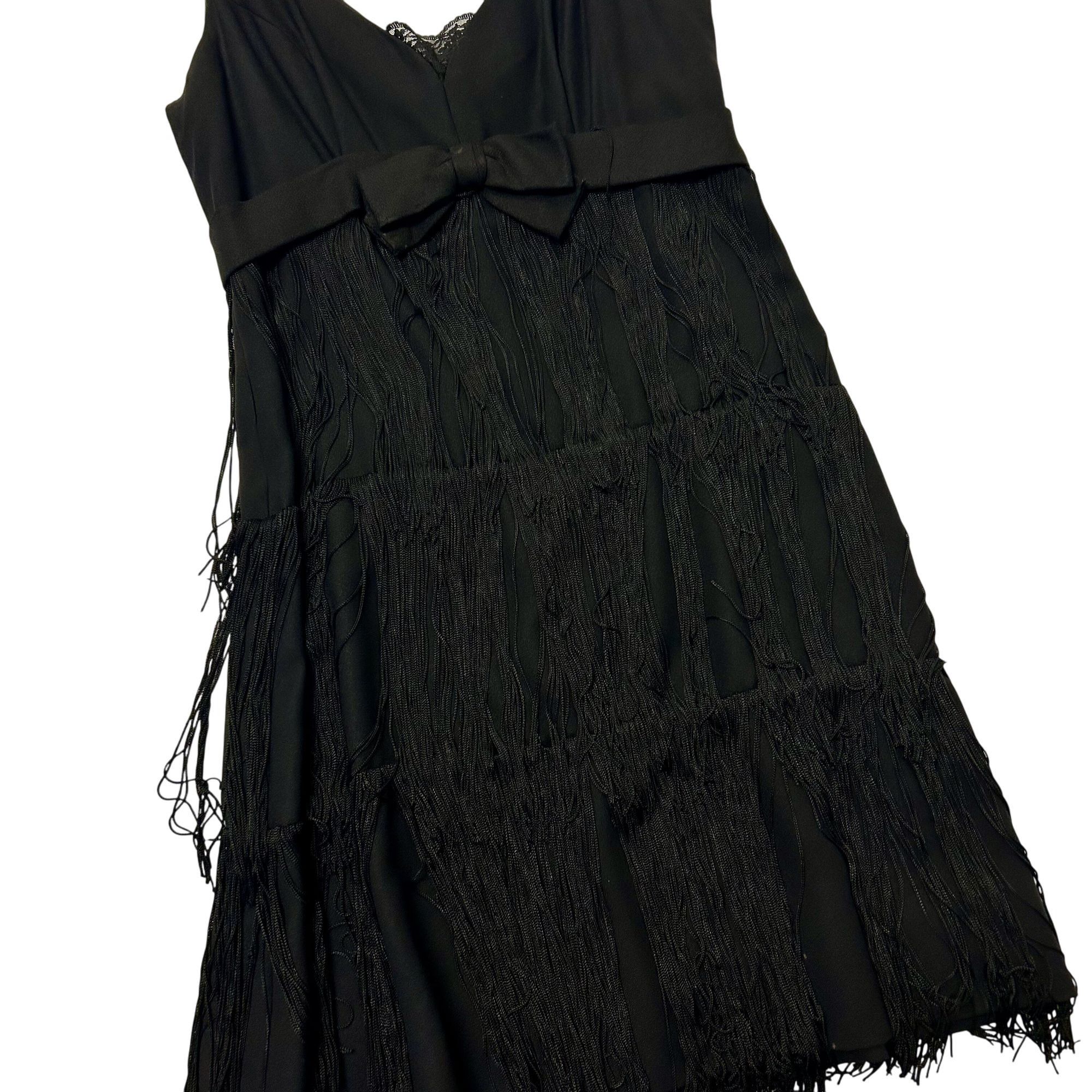 Vintage 1920's Black 3 Tier TASSEL Evening Cocktail FLAPPER Dress S Size S / US 4 / IT 40 - 5 Thumbnail