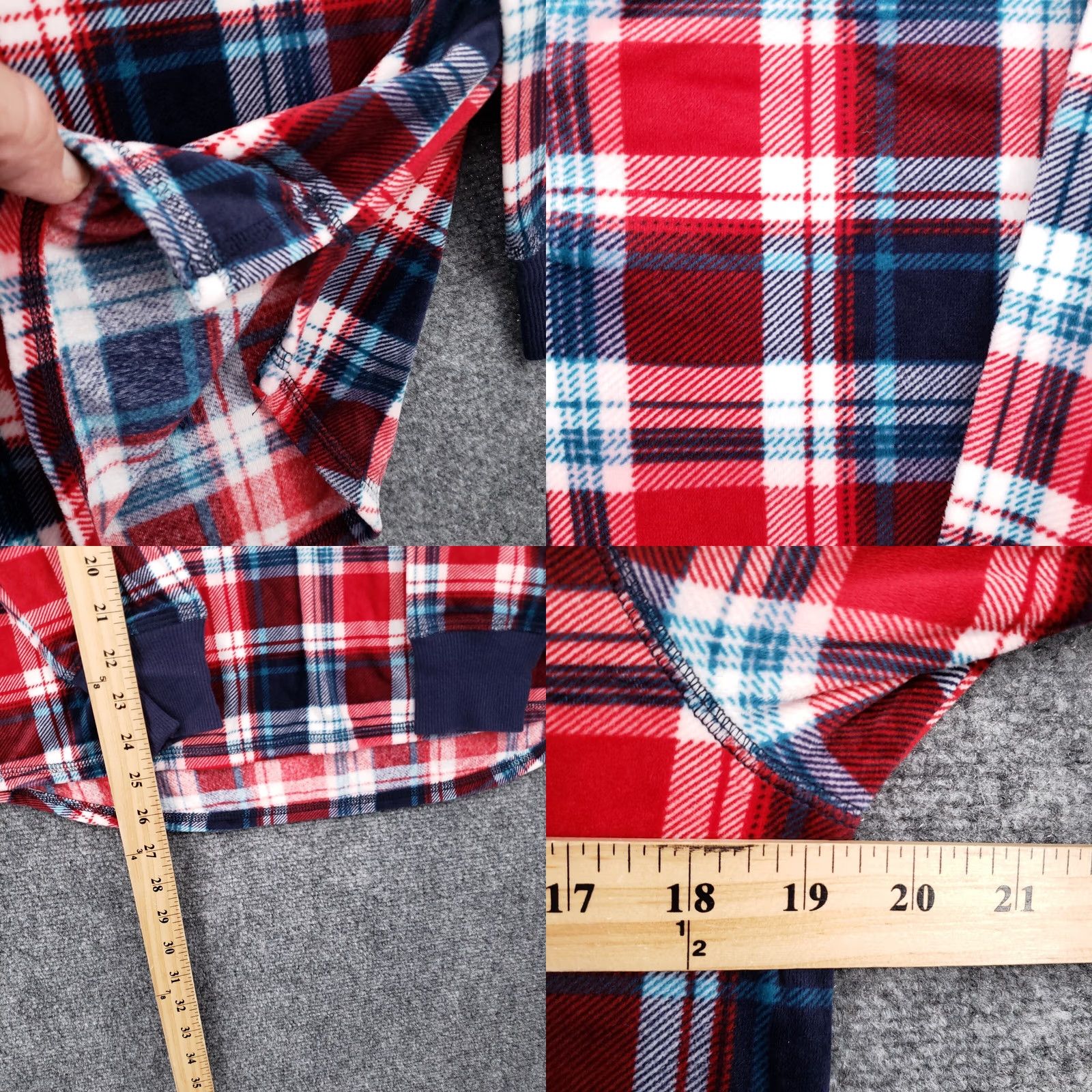 Nautica Nautica Pajama Top Womens S Small Red Plaid Henley Long Sleeve Fleece Sleepwear Size S / US 4 / IT 40 - 8 Thumbnail