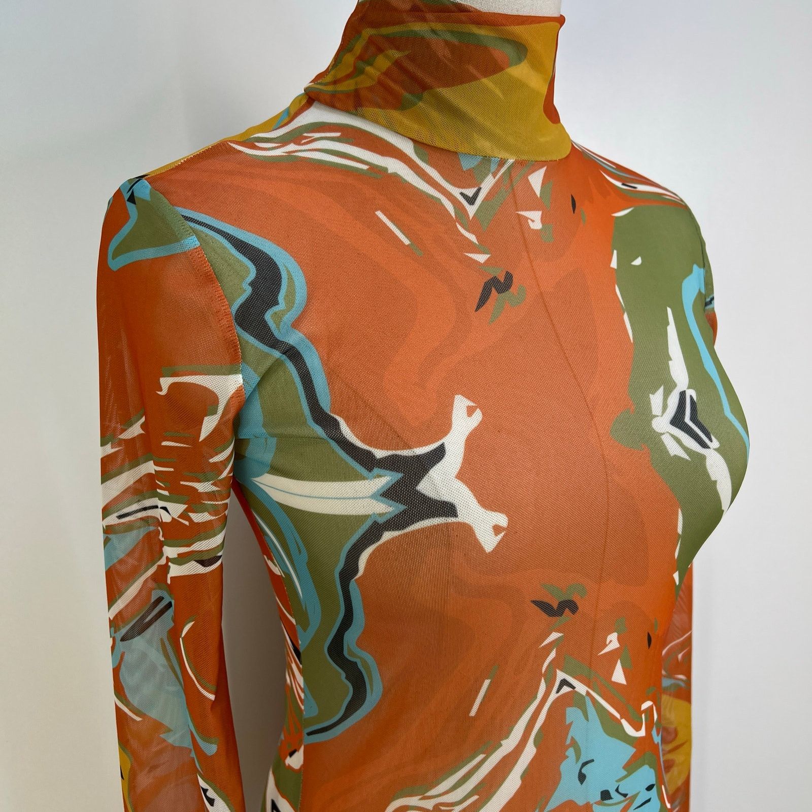 Other Kai Collective Gaia Mini Dress Printed Mesh Turtleneck Size S / US 4 / IT 40 - 4 Thumbnail