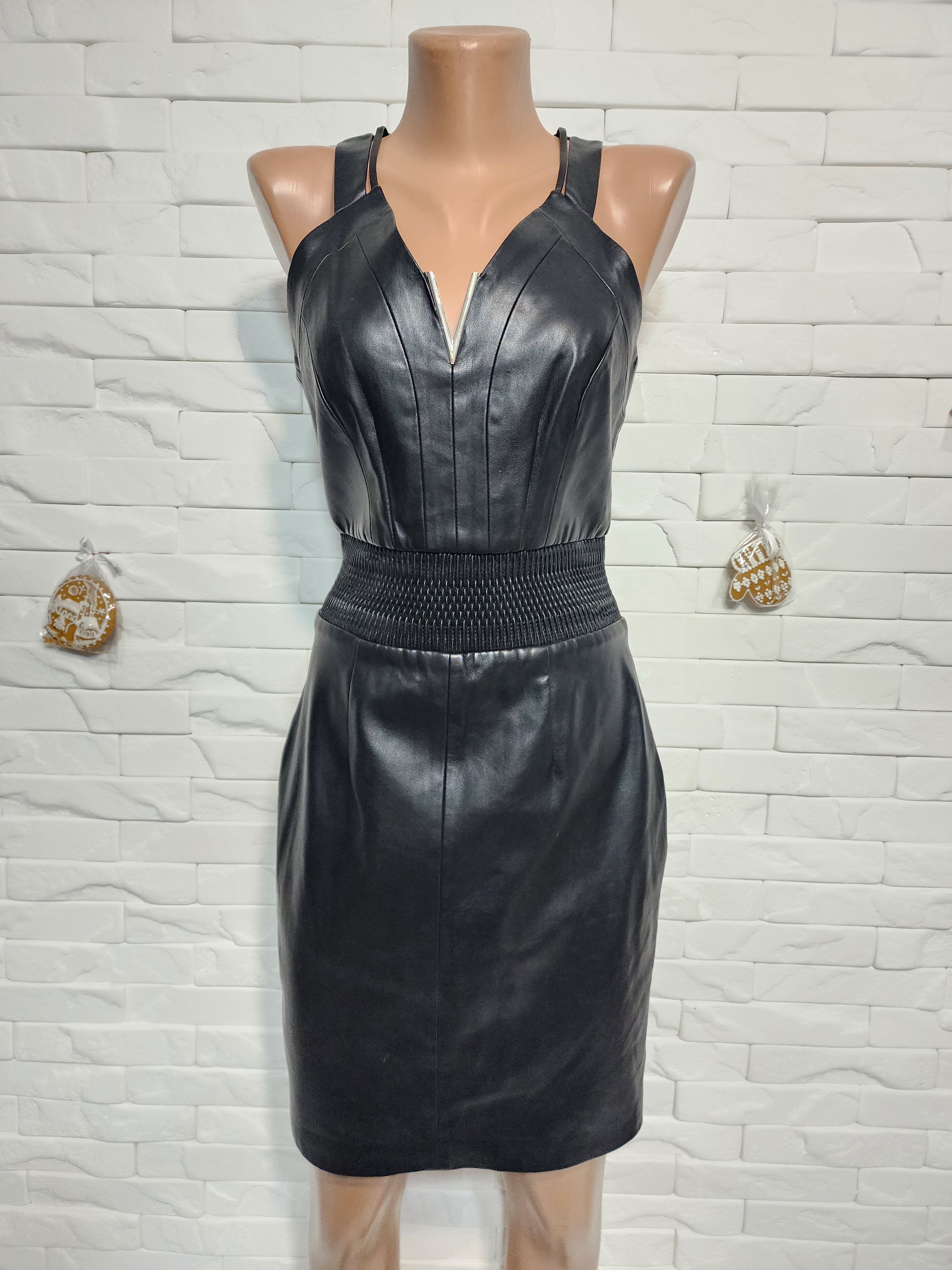 Other Black Faux Leather Dress: Metal Detail, Polyester Lined Size S / US 4 / IT 40 - 1 Thumbnail