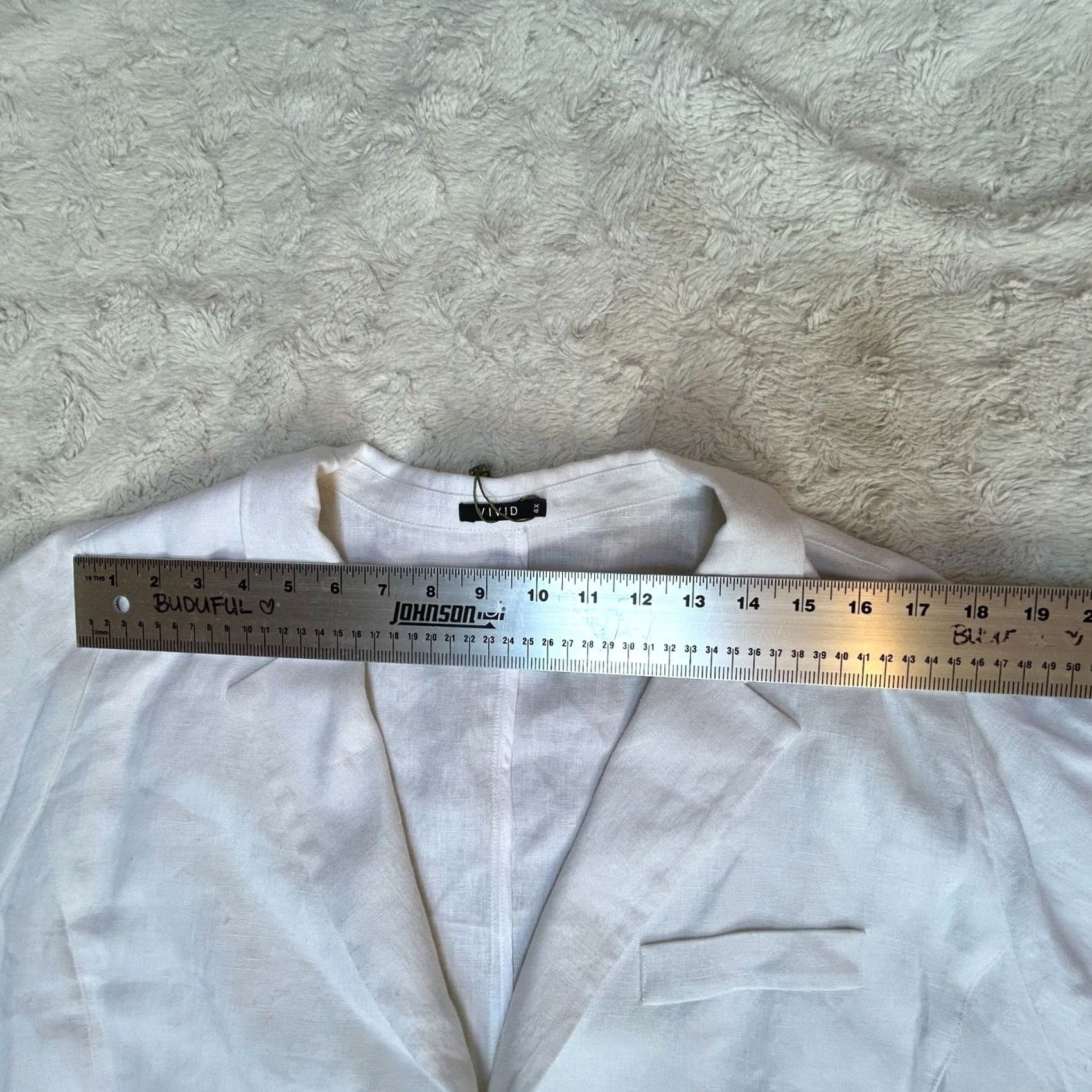 Vintage VINTAGE not applicable (skip) -> Use: Vivid White Linen Two-Button Blazer Jacket 4X 3/4 Sleeve Pockets New Womens Blazer Size XXL / US 16-18 / IT 52-54 - 6 Thumbnail