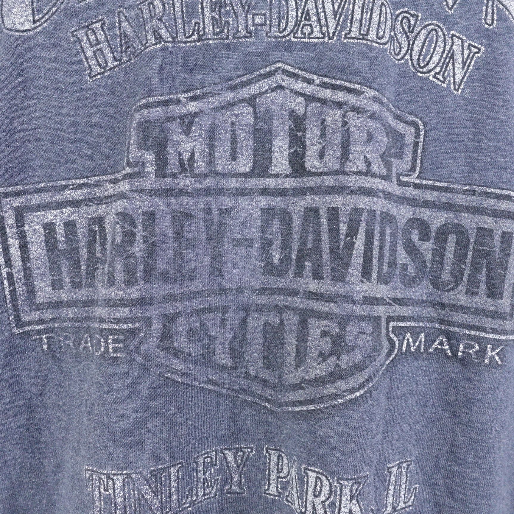 Harley Davidson VINTAGE Harley-Davidson Tshirt Blue Chi-Town Tinley Park IL - Adult Large - Crew Neck Cotton T-Shirt Mens/Unisex - 1980s-90s Style? Size US L / EU 52-54 / 3 - 5 Thumbnail