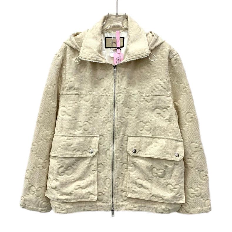 Gucci Gucci Beige logo jacquad full-print cotton hooded zipper lo Size XS / US 0-2 / IT 36-38 - 1 Thumbnail