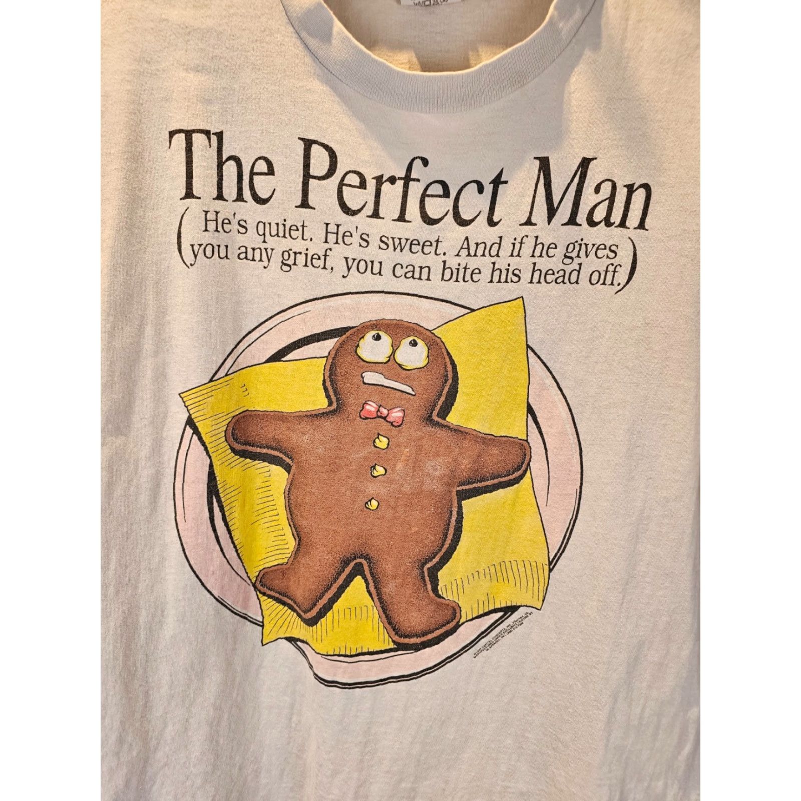 Vintage VINTAGE 94' THE PERFECT MAN GINGER COOKIE MAN CARTOON COTTON T-SHIRT SZ XLARGE Shirt Mens XL Gray Cotton Cartoon 90s Size US XL / EU 56 / 4 - 2 Thumbnail
