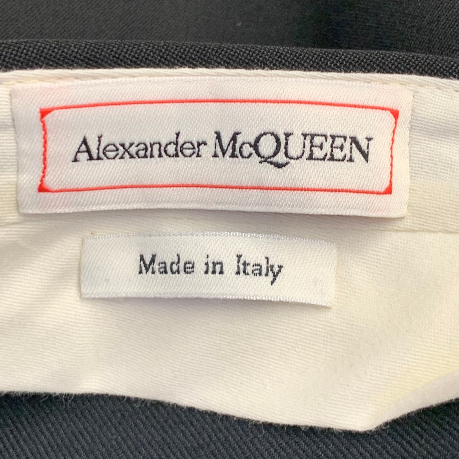 Alexander McQueen Size 30 Black Wool Barathea Flat Front Dress Pants Size US 30 / EU 46 - 4 Thumbnail