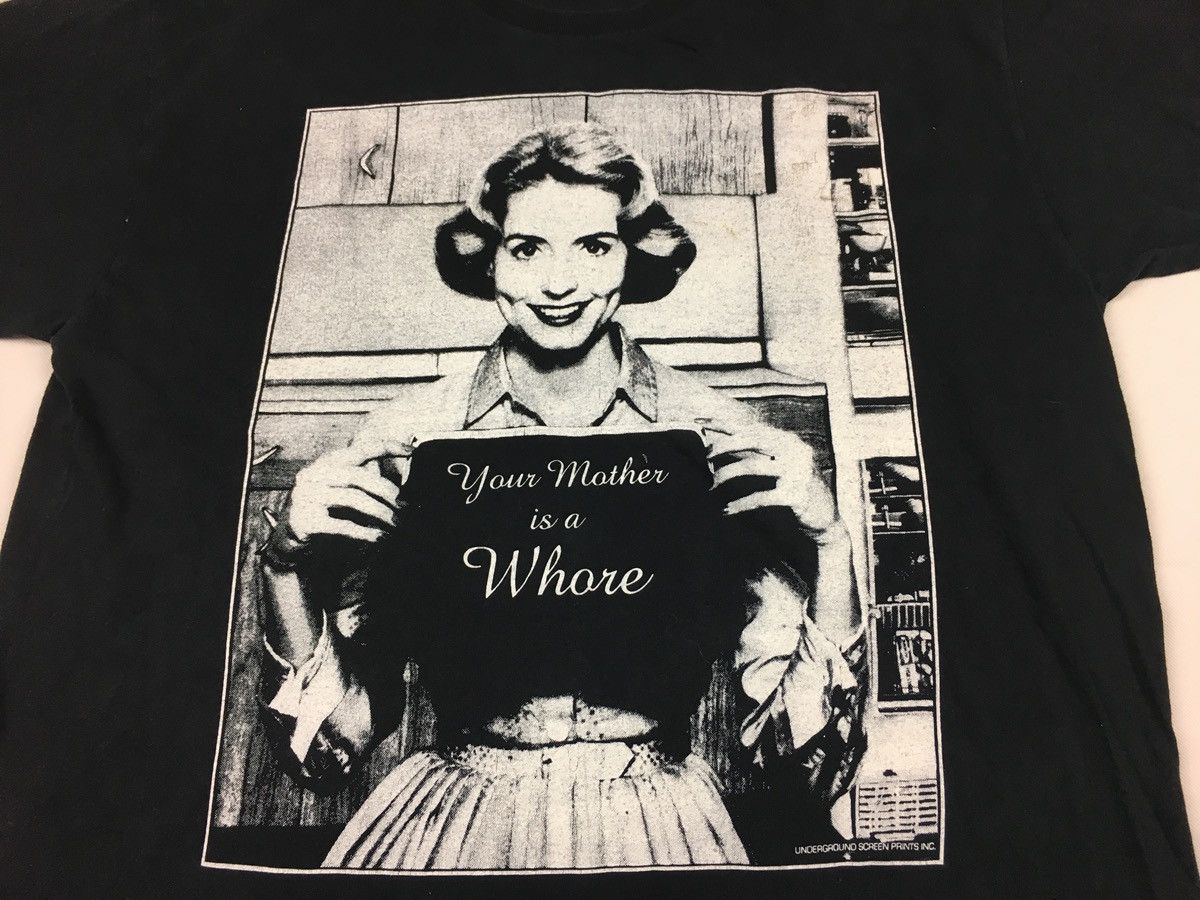 Vintage Your Mother Is Whore Cartoon Humour Printed Tee Size US XL / EU 56 / 4 - 3 Thumbnail