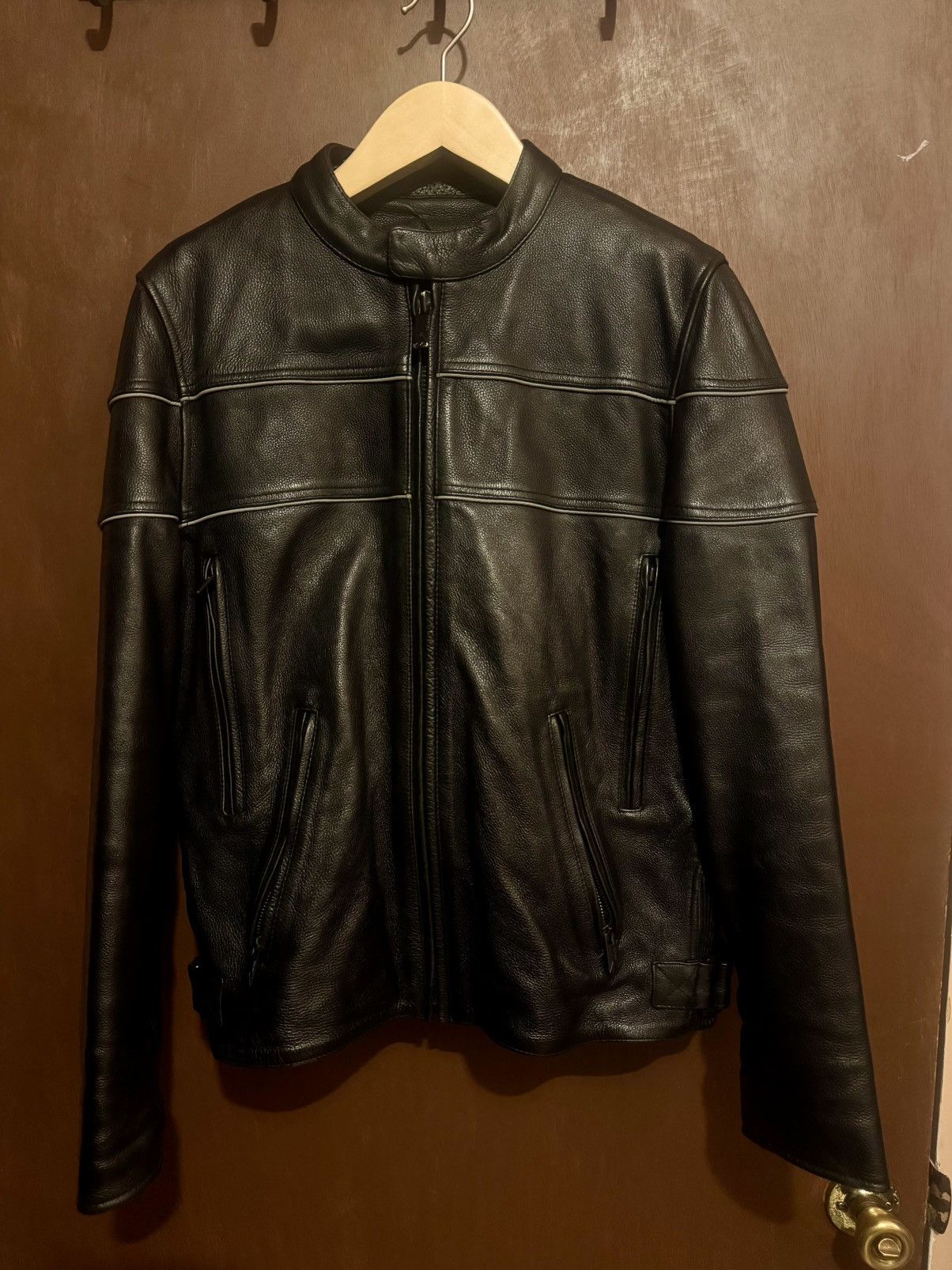 Other Top Gun Black Leather Motorcycle Zip Up Jacket Size US L / EU 52-54 / 3 - 2 Thumbnail