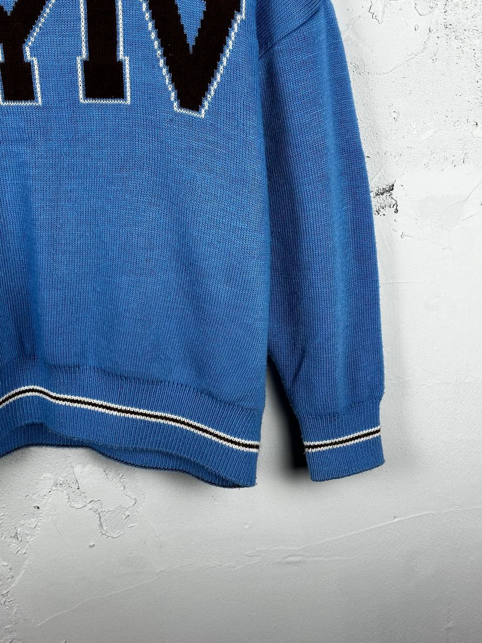 Designer Oversized Knitted KYIV Made In Ukraine Sweater Blue Size US L / EU 52-54 / 3 - 5 Thumbnail