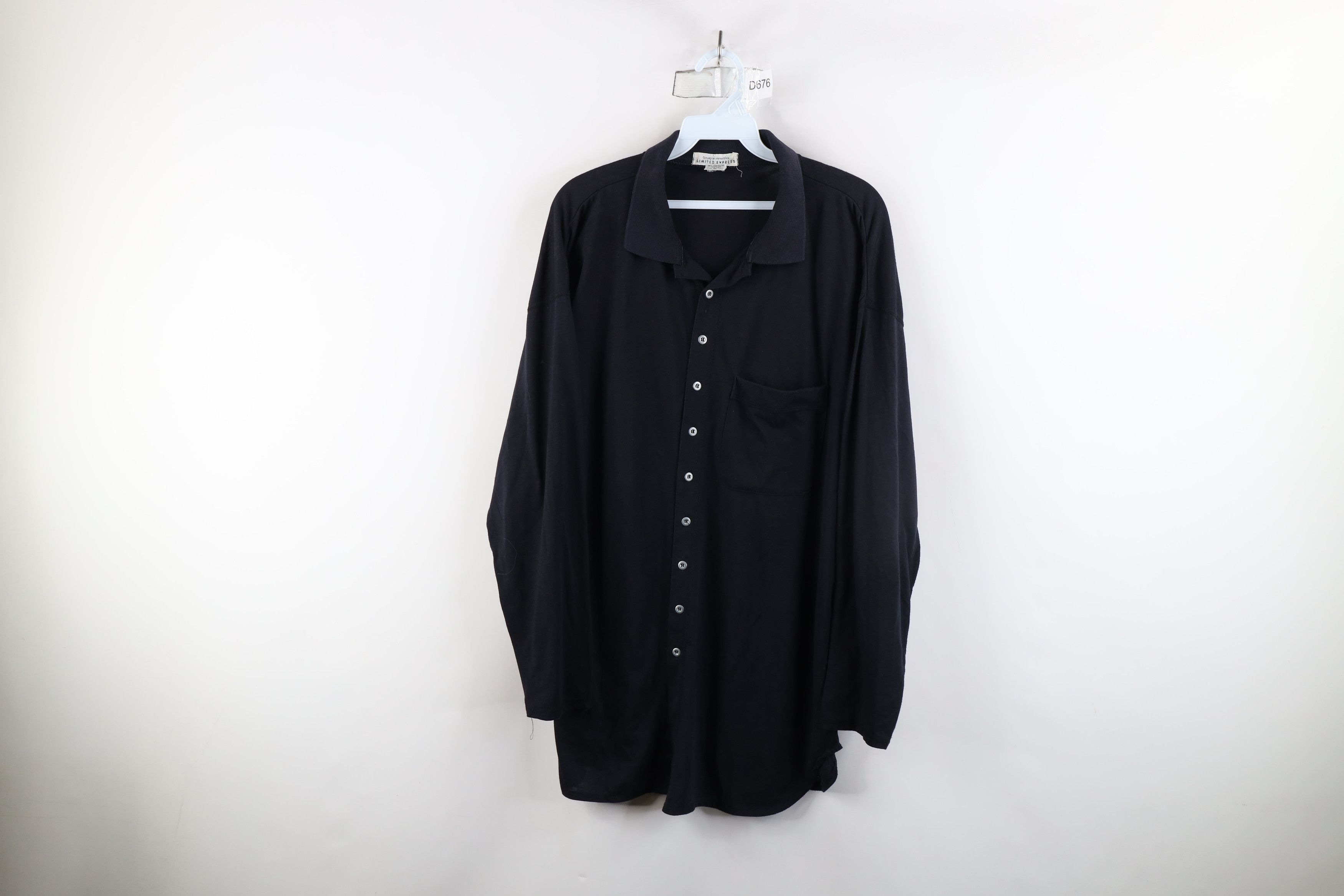 Express × Vintage Vintage 90s Express Knit Collared Button Shirt Black Size US L / EU 52-54 / 3 - 1 Thumbnail