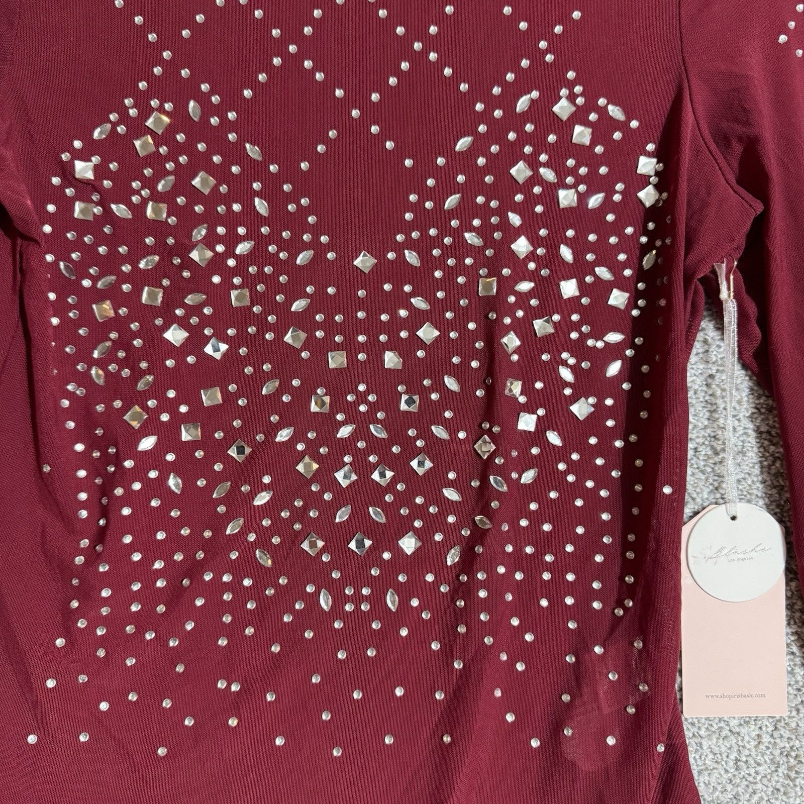 Other Blashe Bodysuit Womens M Rhinestones Sheer Embellished Chic Size M / US 6-8 / IT 42-44 - 2 Thumbnail