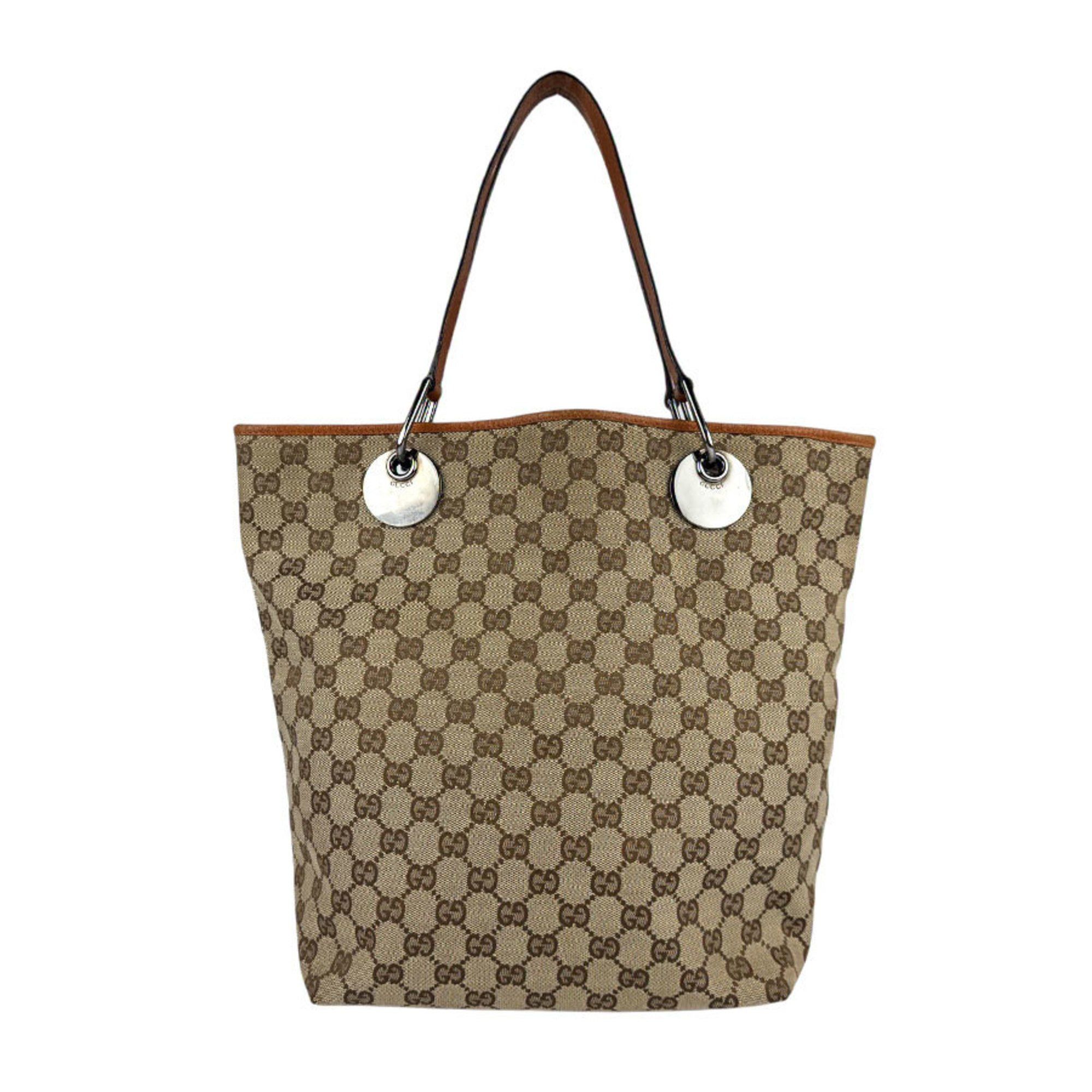 Gucci Shoulder Bag GG Canvas Leather Brown Men's Women's 120836 Z5285