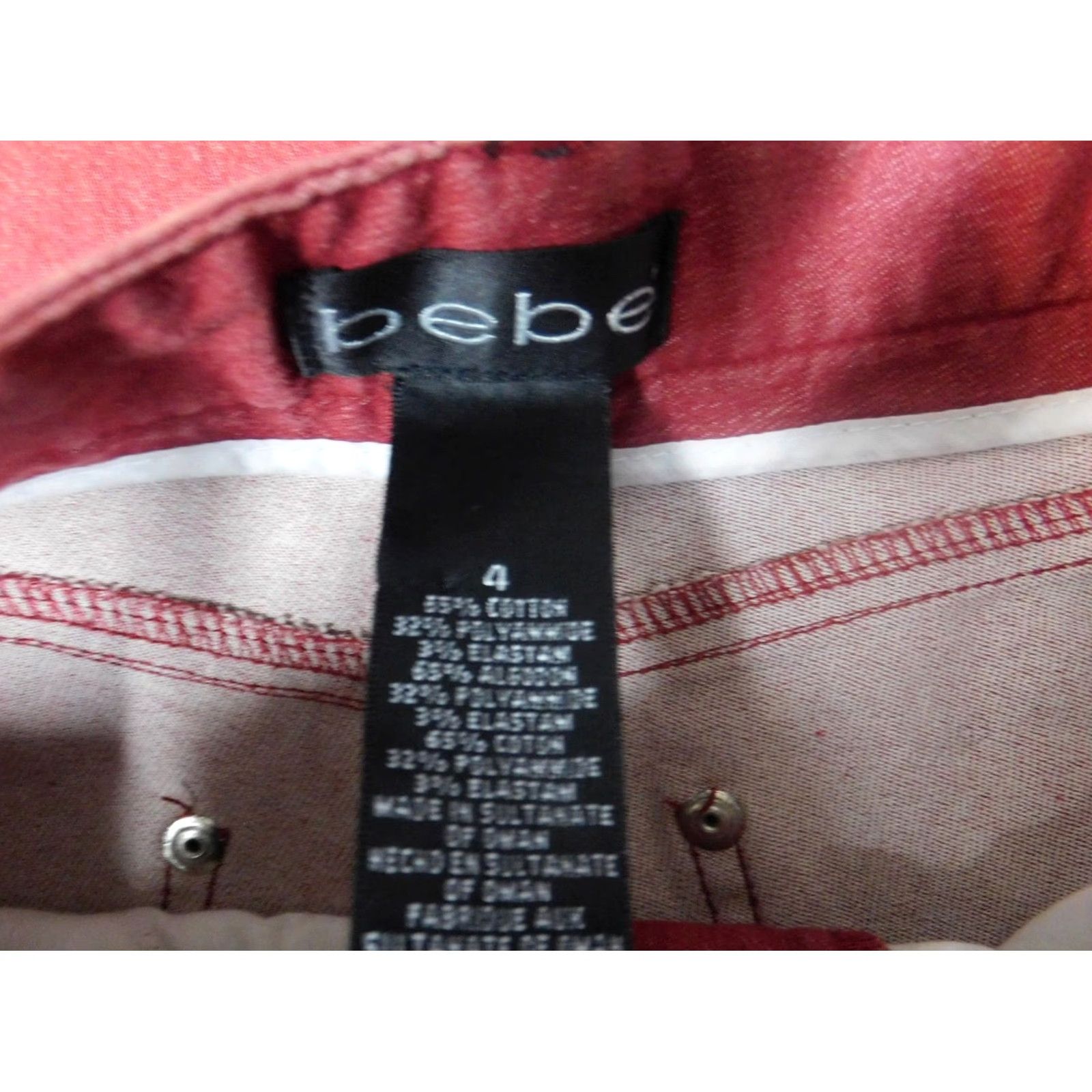 Bebe bebe Jeans Womens 4 red straight denim Jeans Size 42" / US 20 - 3 Thumbnail