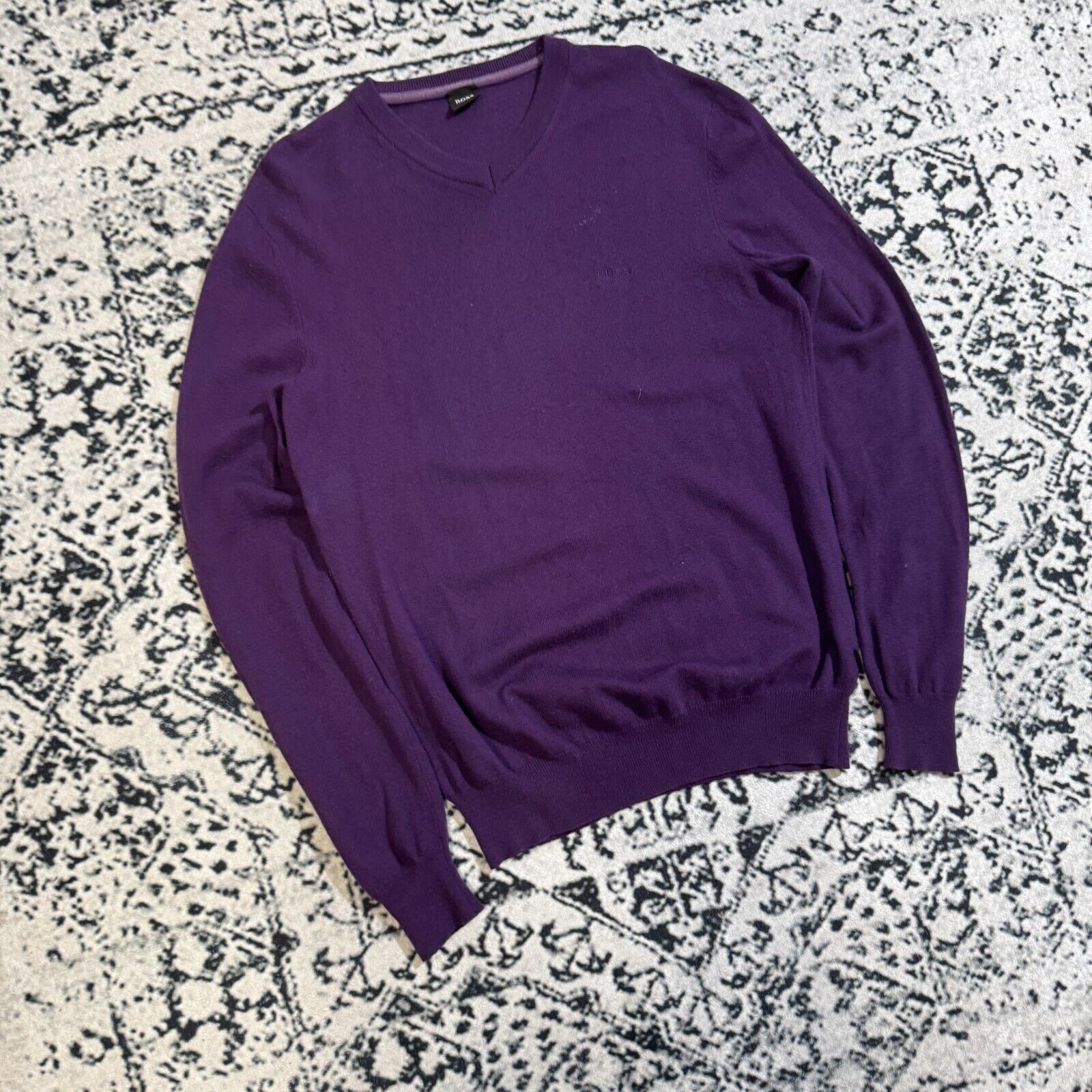 Hugo Boss × Vintage Hugo Boss Vintage Purple Wool Sweater Size M V-Neck Y2K 90s Size US M / EU 48-50 / 2 - 5 Thumbnail