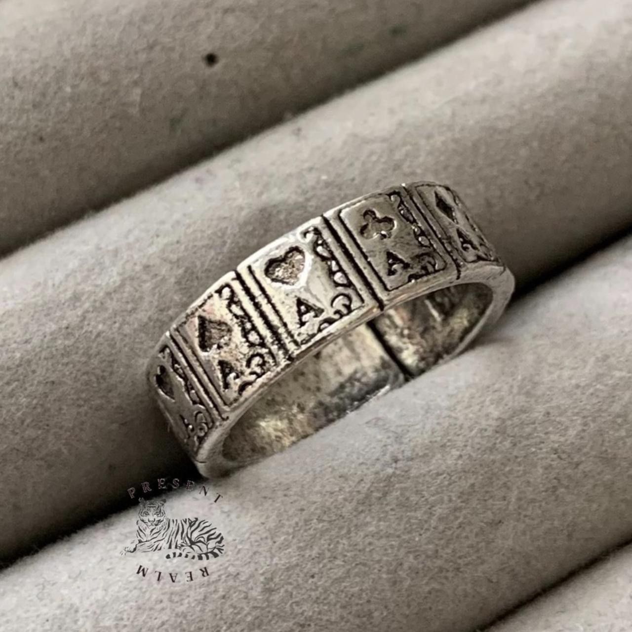 Japanese Brand × Vintage Ace Cards Adjustable Ring Size ONE SIZE - 3 Thumbnail