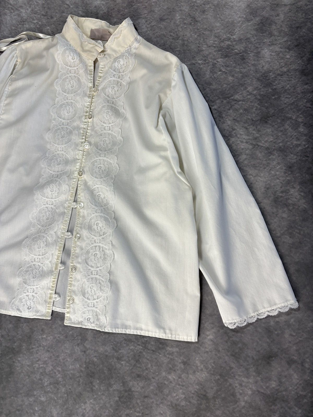 Vintage Lace Trim Victorian Style Vintage Dress Shirt Frilly Elcat Size S / US 4 / IT 40 - 4 Thumbnail