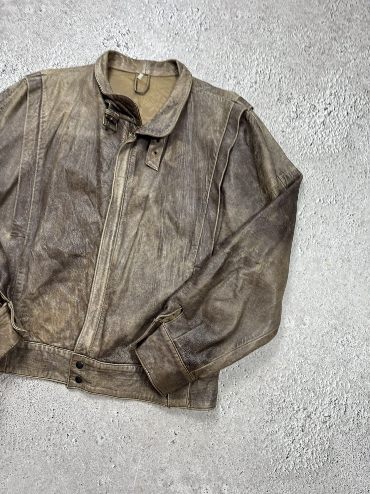 Leather Vintage Distressed Brown Leather Bomber Biker Jacket L/XL Size US L / EU 52-54 / 3 - 2 Thumbnail