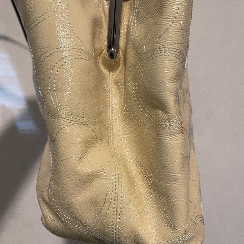 Coach Coach F15658 SV/WT Medium Satchel Handbag - SV Yellow Size ONE SIZE - 7 Thumbnail