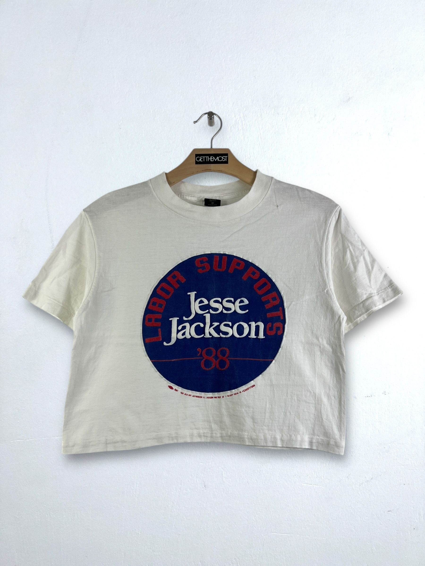 Vintage No.4830 Vintage 80s J.L. Jackson For Pres Crop Top Tee (M) Size US M / EU 48-50 / 2 - 1 Thumbnail