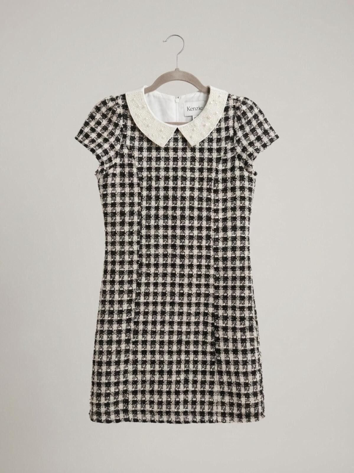 Other Rare Editions Tweed Mini Dress with Beaded Collar Size ONE SIZE - 1 Thumbnail