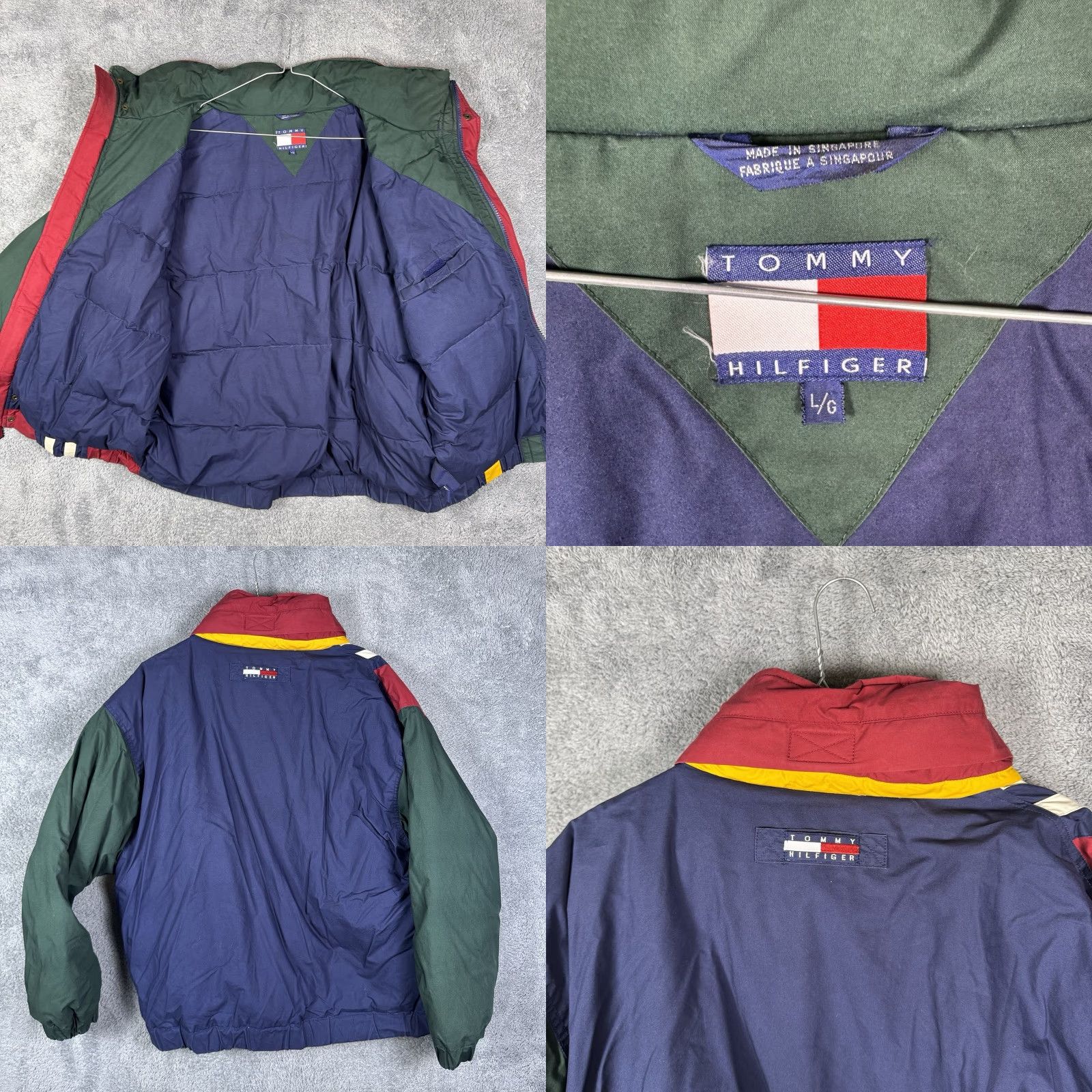 Tommy Hilfiger VINTAGE Tommy Hilfiger Jacket Mens L Duck Down Puffer Rugby Full Zip Hooded 90s Size US L / EU 52-54 / 3 - 9 Thumbnail
