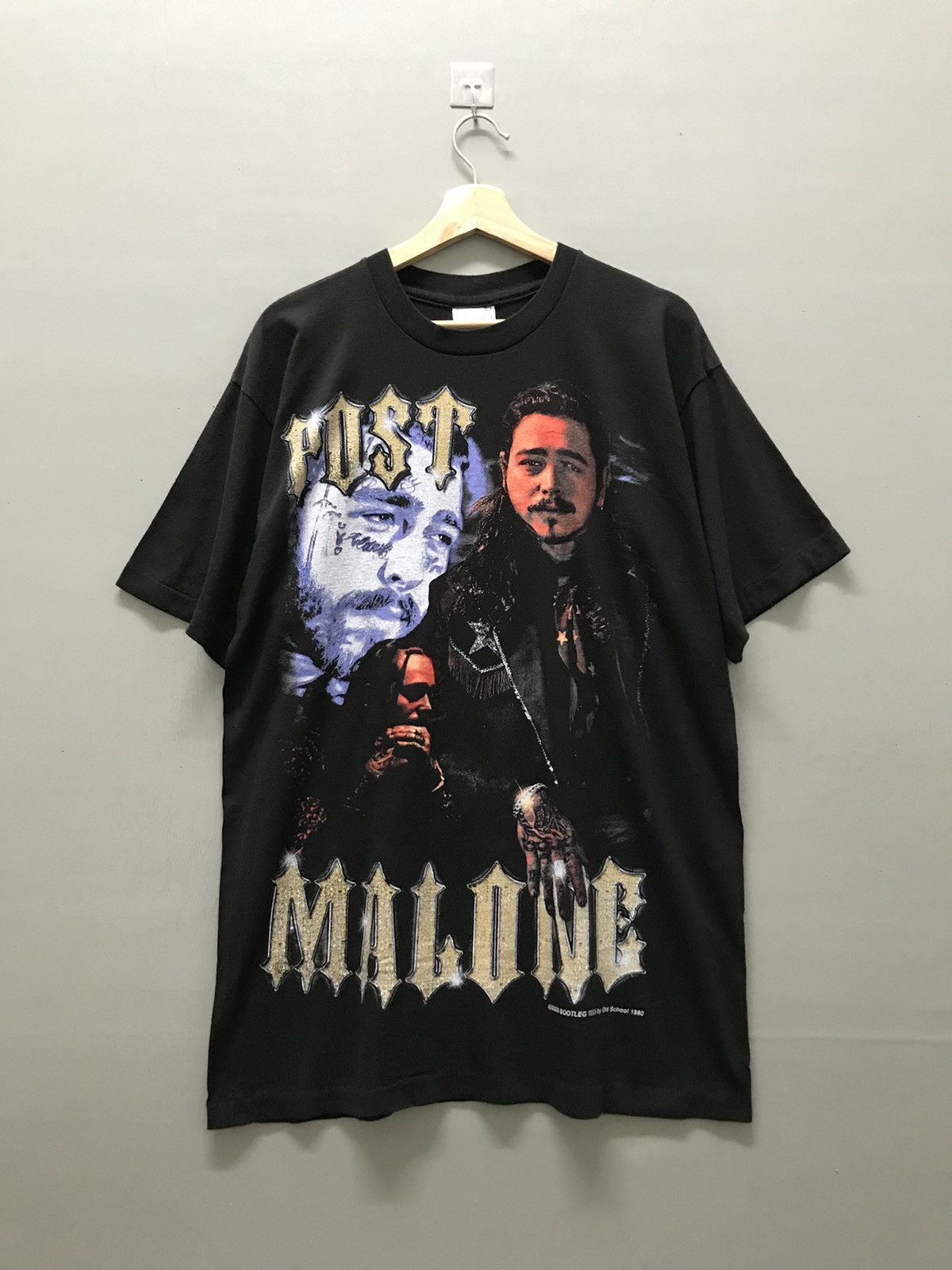 image of Rap Tees Post Malone Fan Made Vintage Style Rap Tee in Black, Men's (Size XL)