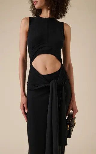 Balmain o1s1wg110526 Knotted Cutout Maxi Dress in Black Size XL / US 12-14 / IT 48-50 - 2 Thumbnail