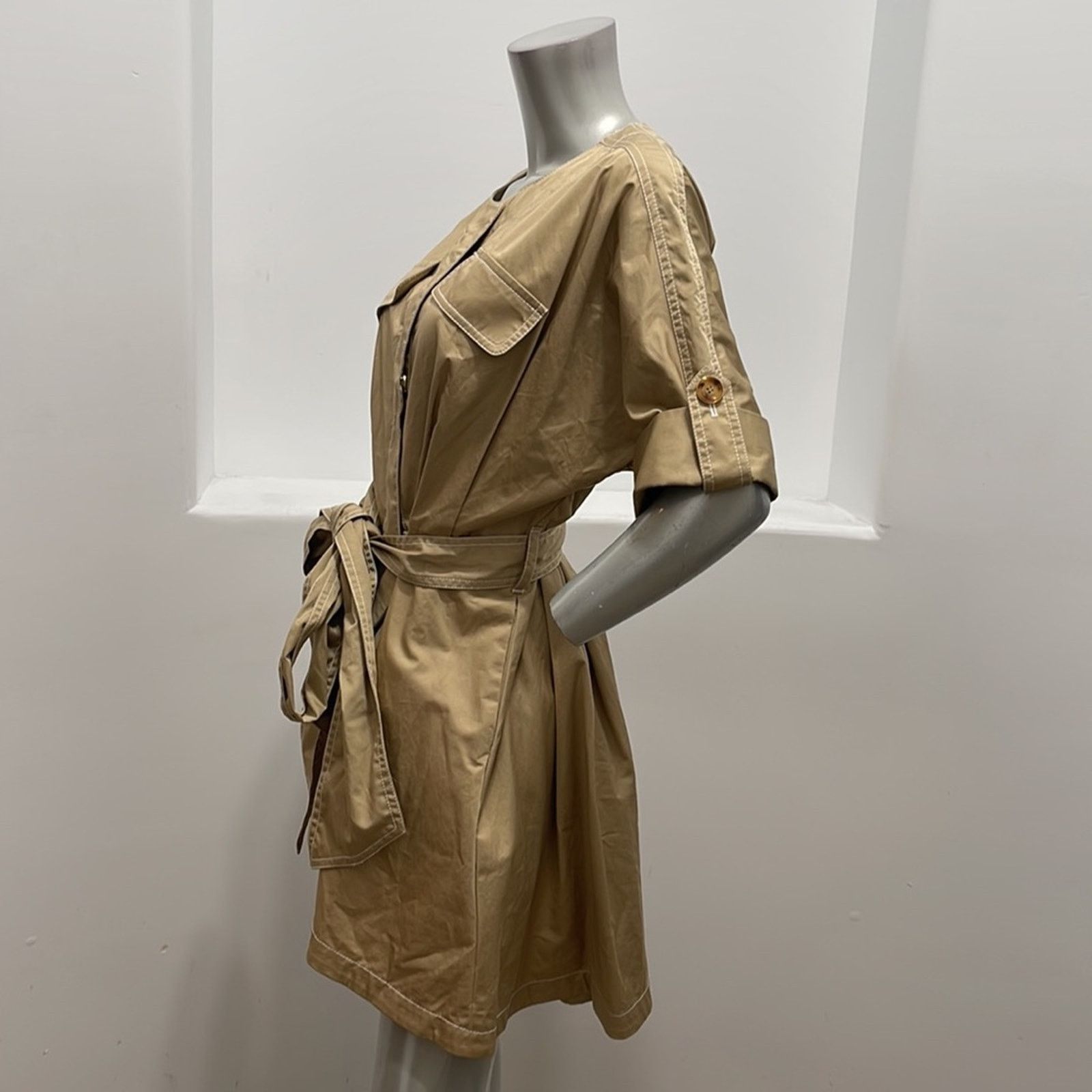 Badgley Mischka Badgley Mischka Belted Khaki Jacket Dress 3/4 Sleeve Size 6 Size M / US 6-8 / IT 42-44 - 7 Thumbnail