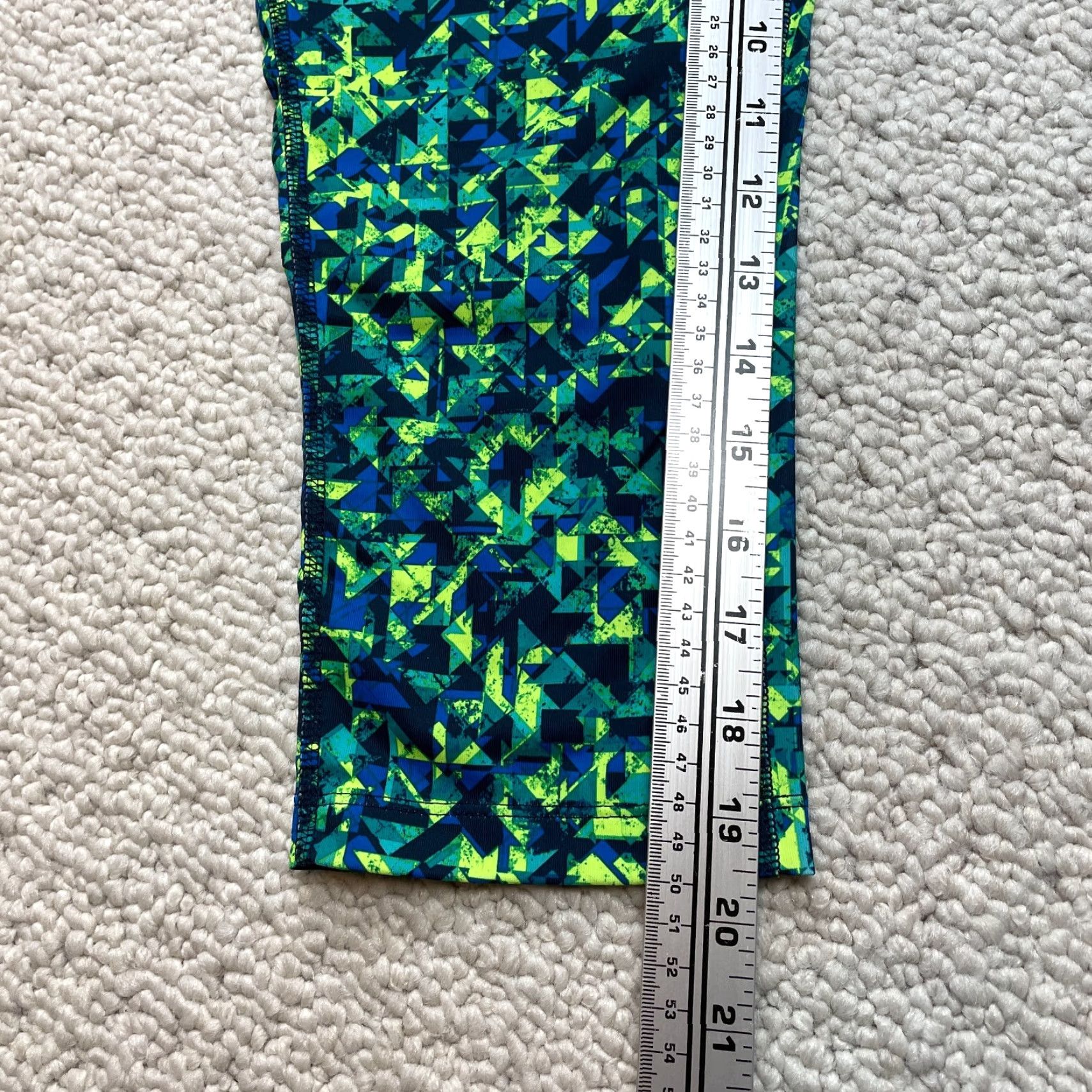 Vintage Xersion Legging Yoga Pants Womens M Medium Fitted Green Blue Stretch Active 30x20 Geometric Pattern Legging Size 32" / US 10 / IT 46 - 3 Thumbnail