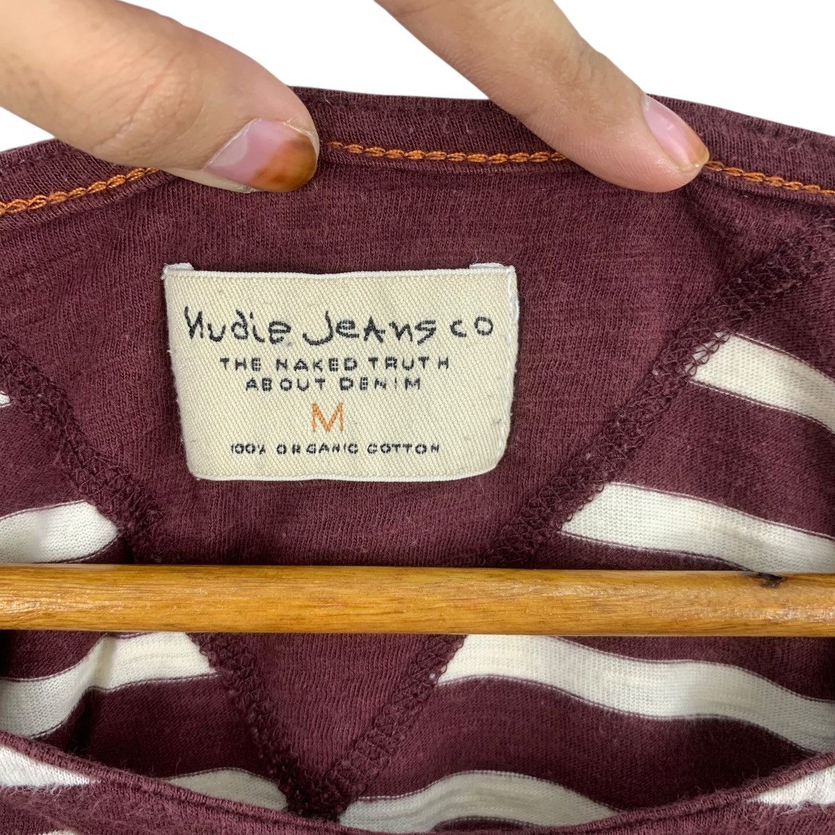 Nudie Jeans NUDIE JEANS DENIM Organic Cotton Striped Tee Shirt Top V Size M / US 6-8 / IT 42-44 - 5 Thumbnail