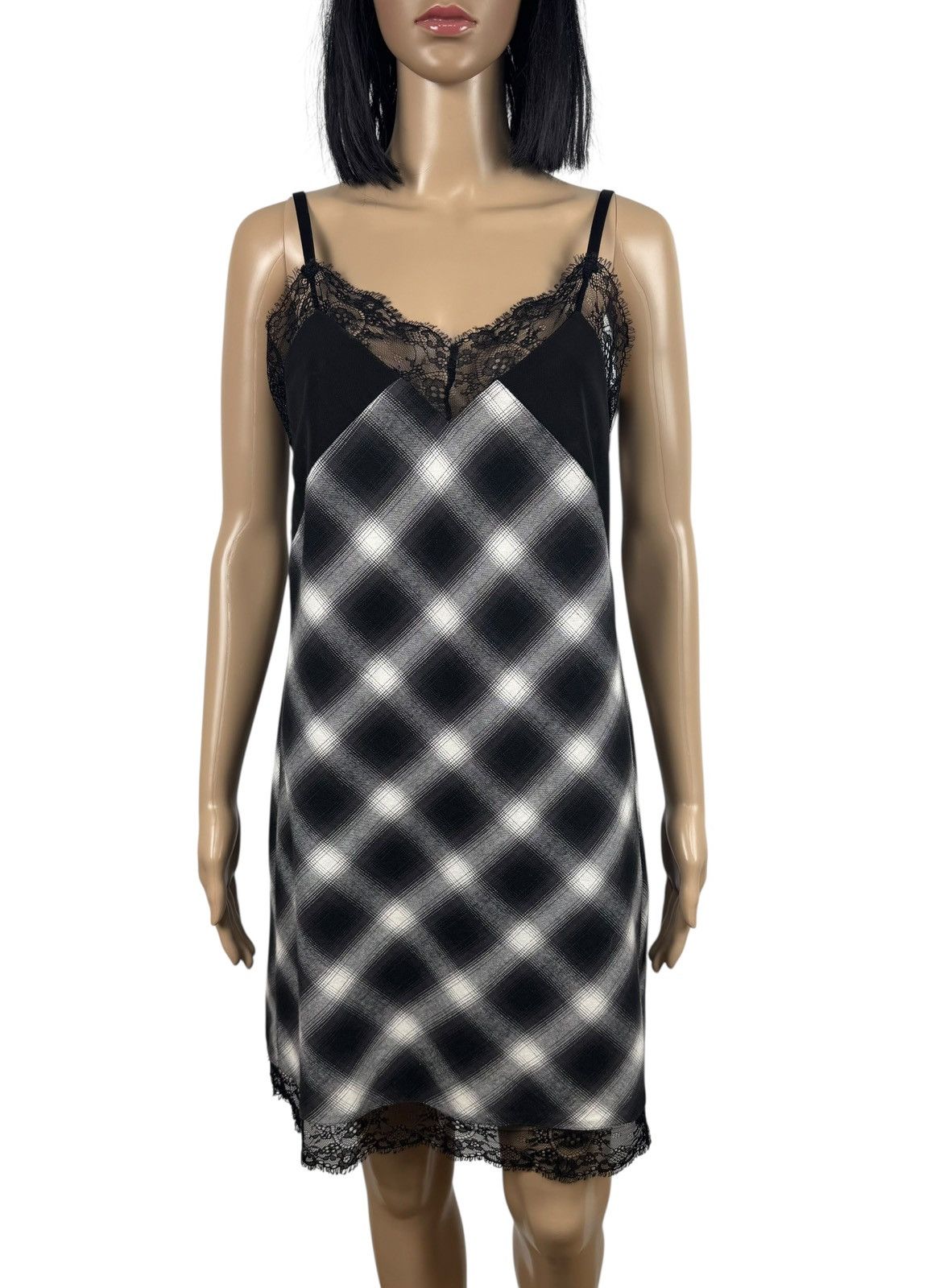 Maje Plaid Cotton Grunge Babydoll Mini Slip Strappy size