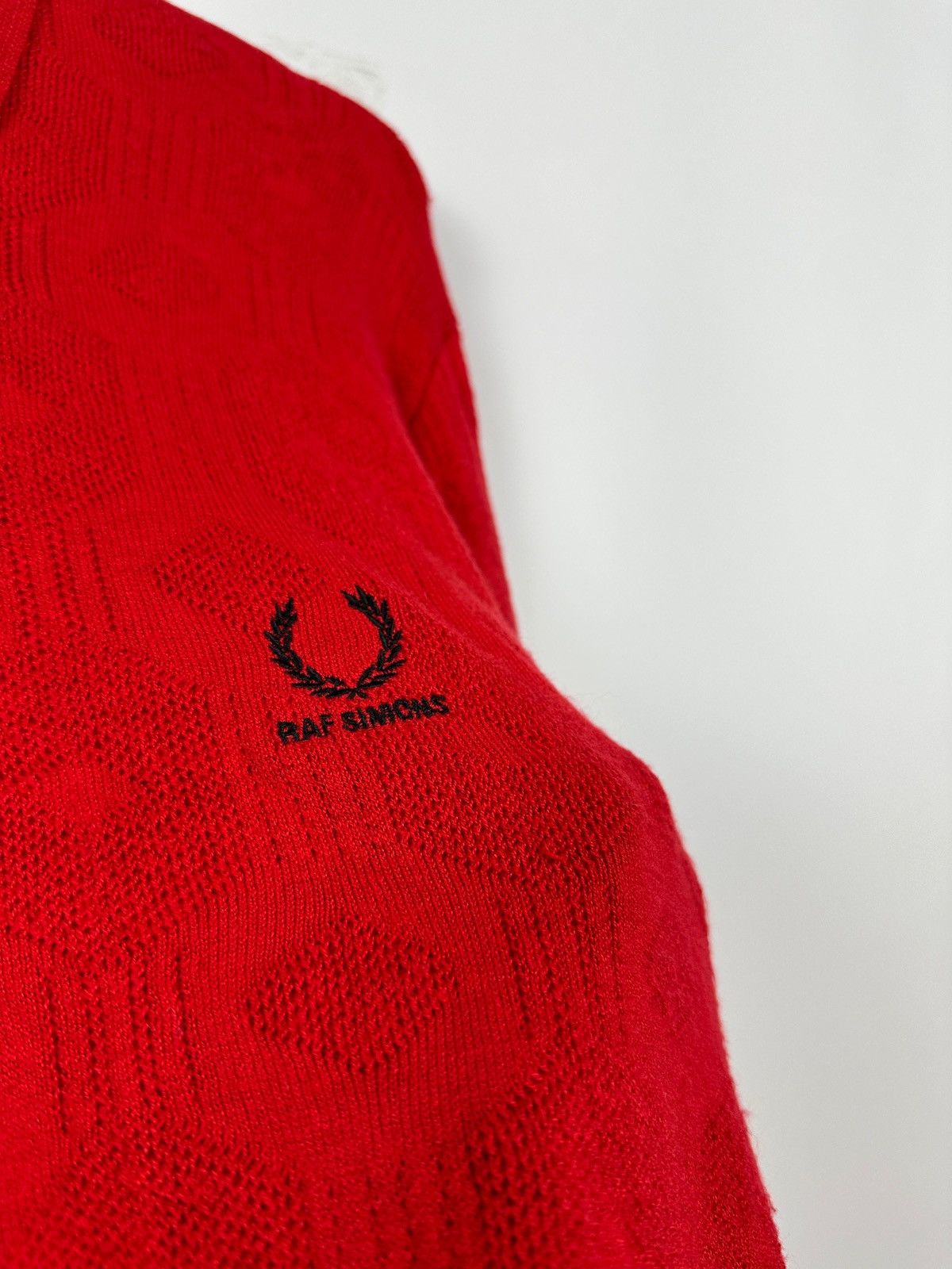 Fred Perry × Raf Simons RAF Simons X Fred Perry Red Silk Knit Sweater Size US XL / EU 56 / 4 - 20 Thumbnail