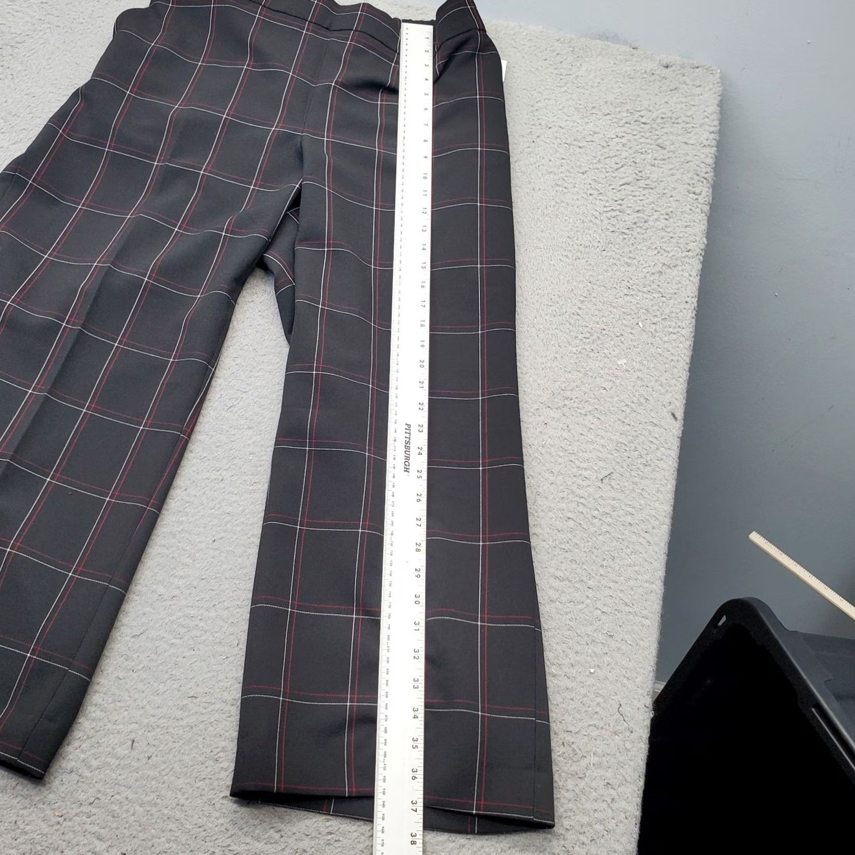Kasper Kasper Ankle Pants Womens Size 1X Black Plaid Formal Elastic Waistband Wide Leg Pants Size 40" / US 18 - 3 Thumbnail