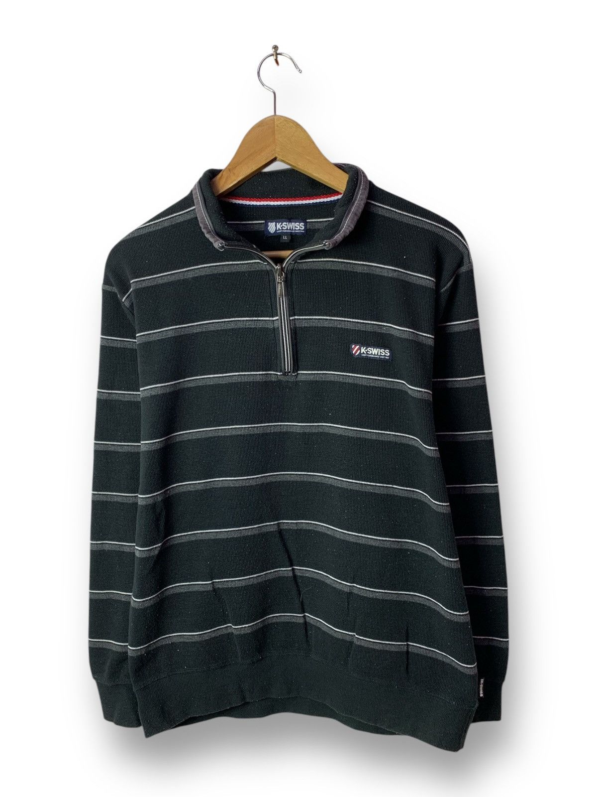 K-Swiss 🔥 Vintage K Swiss Half Zipper Stripes Tee Size US L / EU 52-54 / 3 - 1 Thumbnail