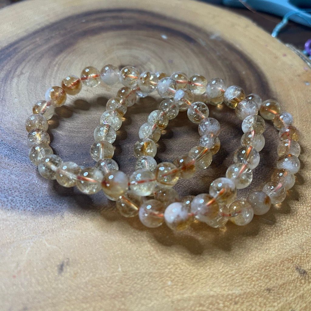 Other Citrine beaded beads stretch bracelet 8mm yellow clear cryst Size ONE SIZE - 3 Thumbnail