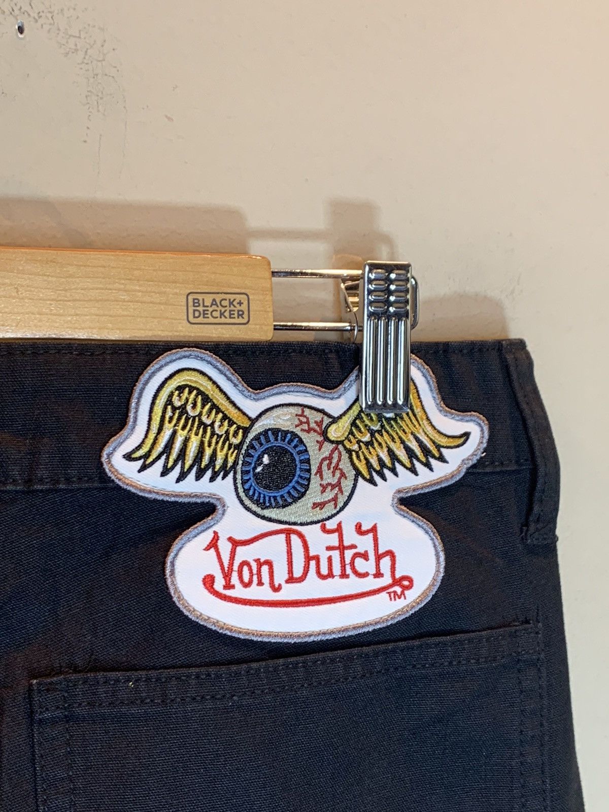 *RARE* New Von Dutch Double Knee Eyeball Patch Pants Jeans