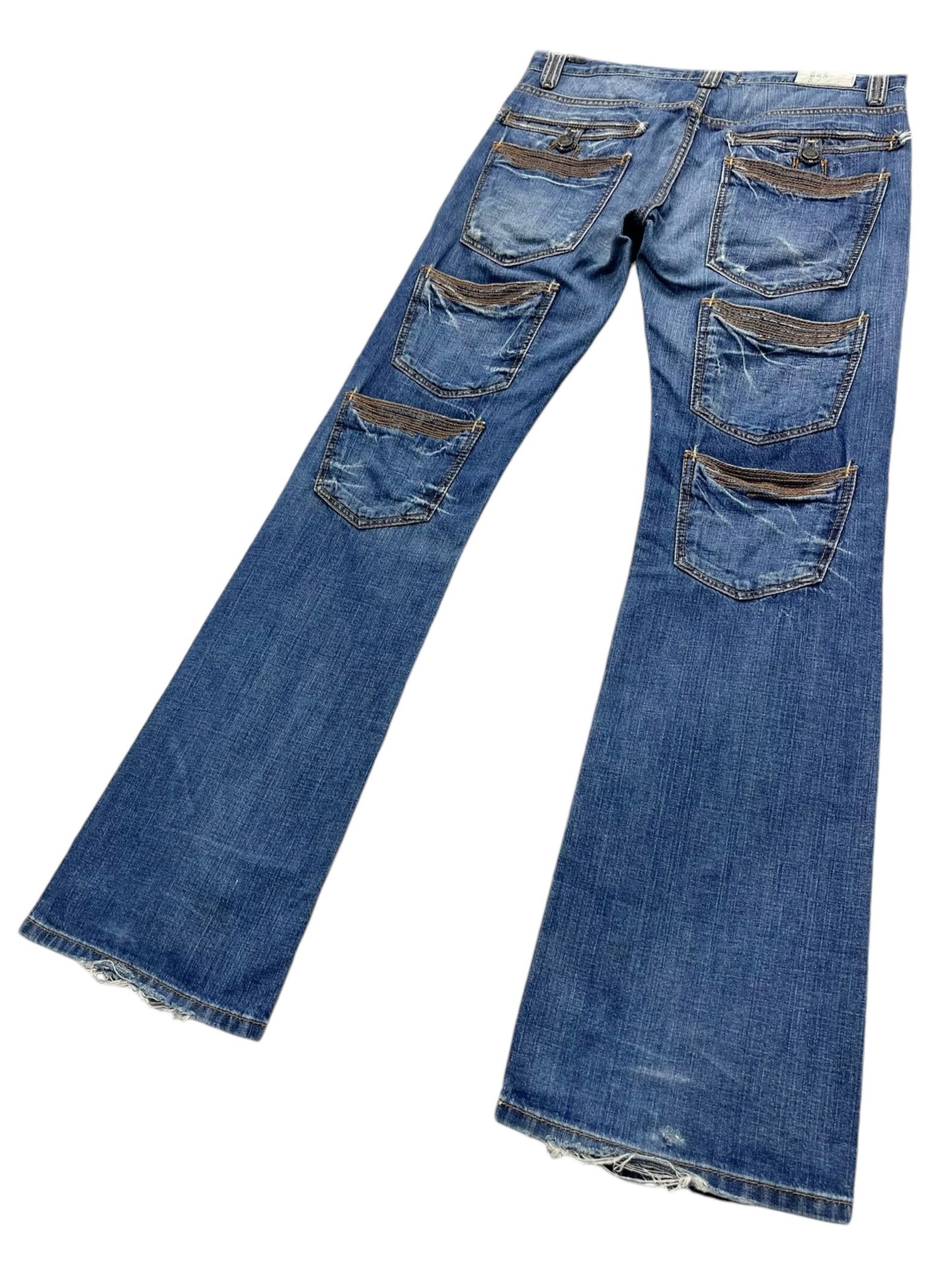 Taverniti 💥SICK🔥Vtg TAVERNITI Designer Multipocket Distressed FLARE Size US 31 - 3 Thumbnail
