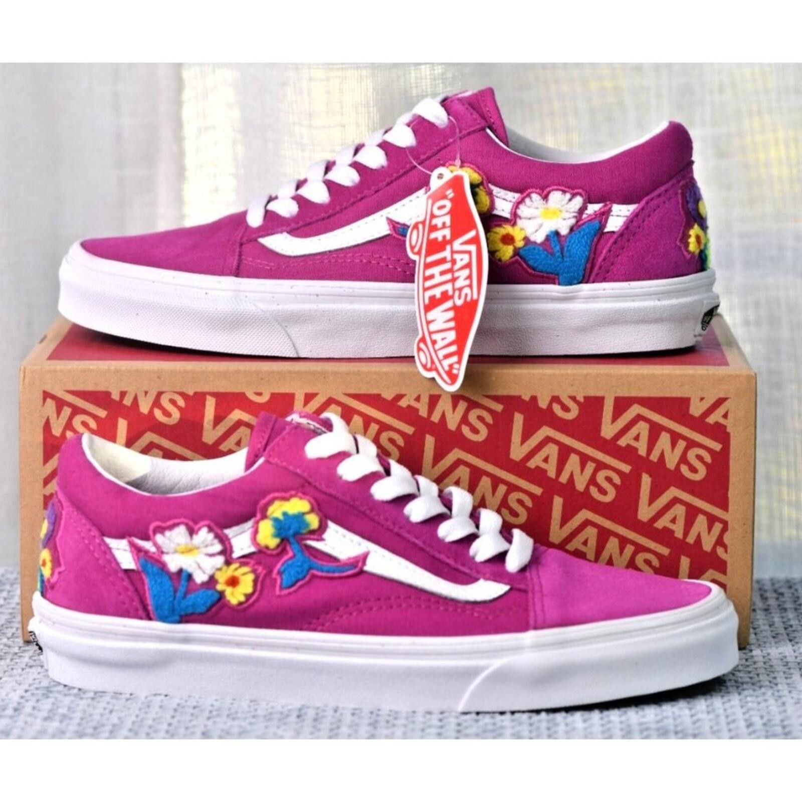 Vans Vans Old Skool Floral Chenille Sneakers | Purple/White Size US 6.5 / IT 36.5 - 1 Thumbnail