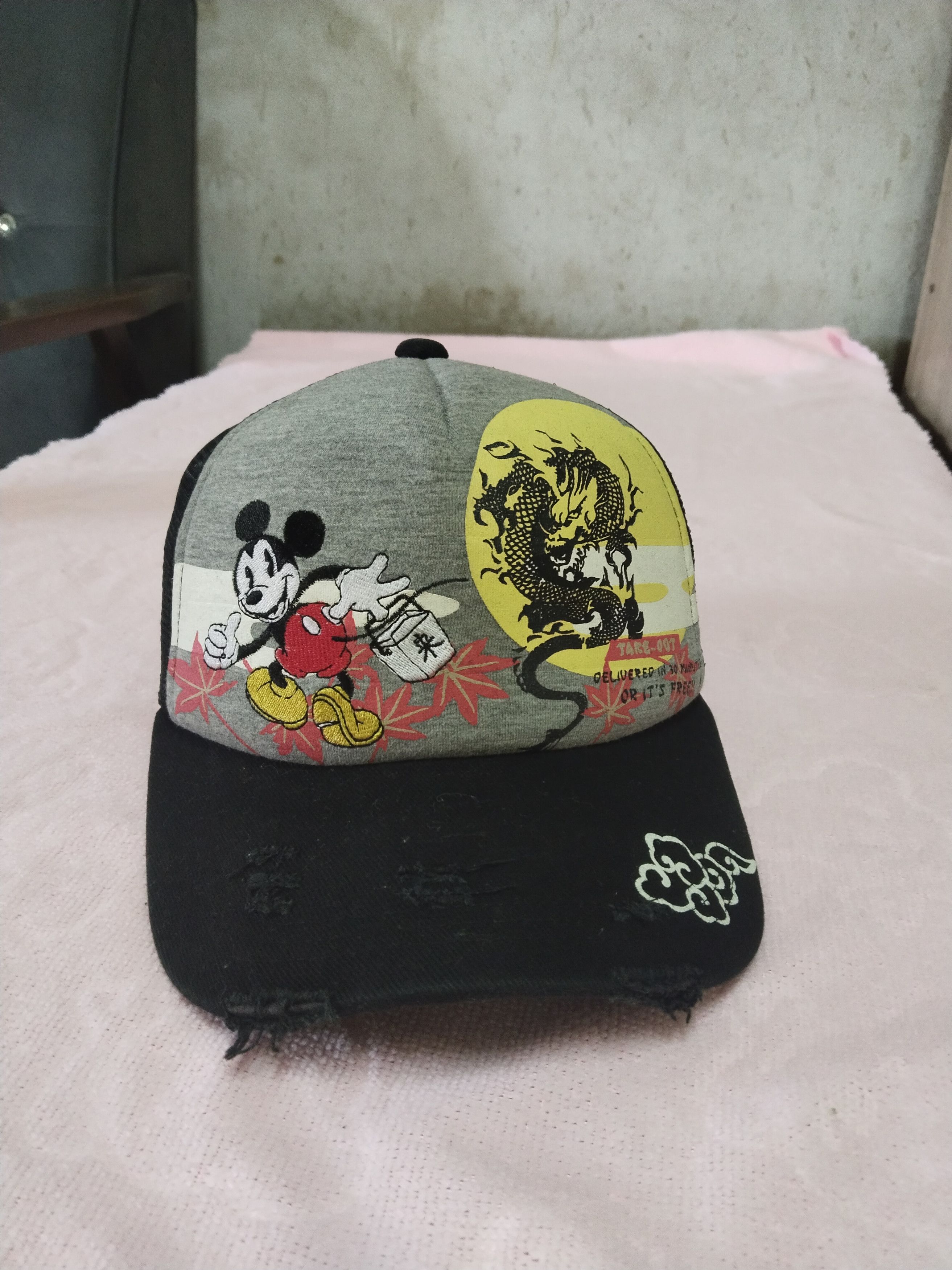 Cartoon Network × Japanese Brand RARE MICKEY MOUSE WITH DRAGON DISTRESSED STYLE TRUCKER CAP Size ONE SIZE - 1 Thumbnail