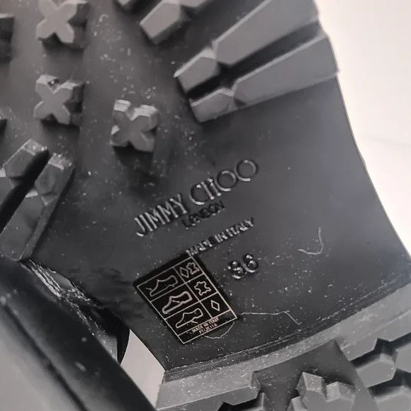 Jimmy Choo Cora Logo Debossed Combat Boots - EU36.5/US6.5