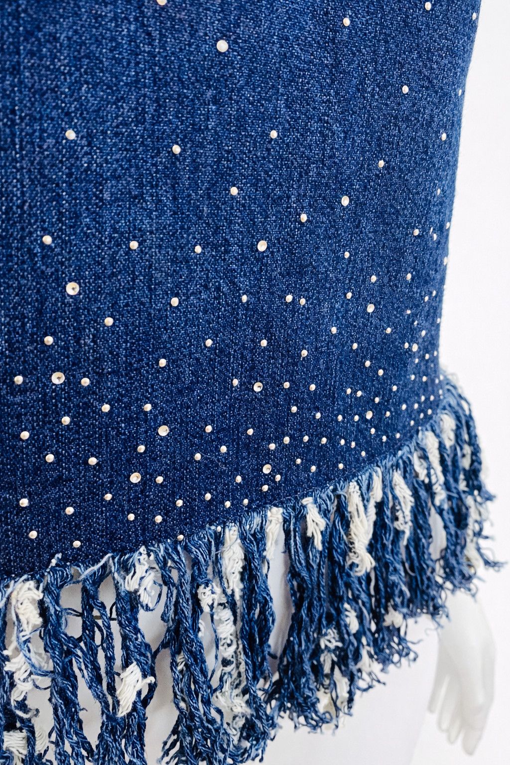 Fendi Fendi Fringe Rhiestone Denim Bustier Fringe Tee Top - Small Size S / US 4 / IT 40 - 3 Thumbnail