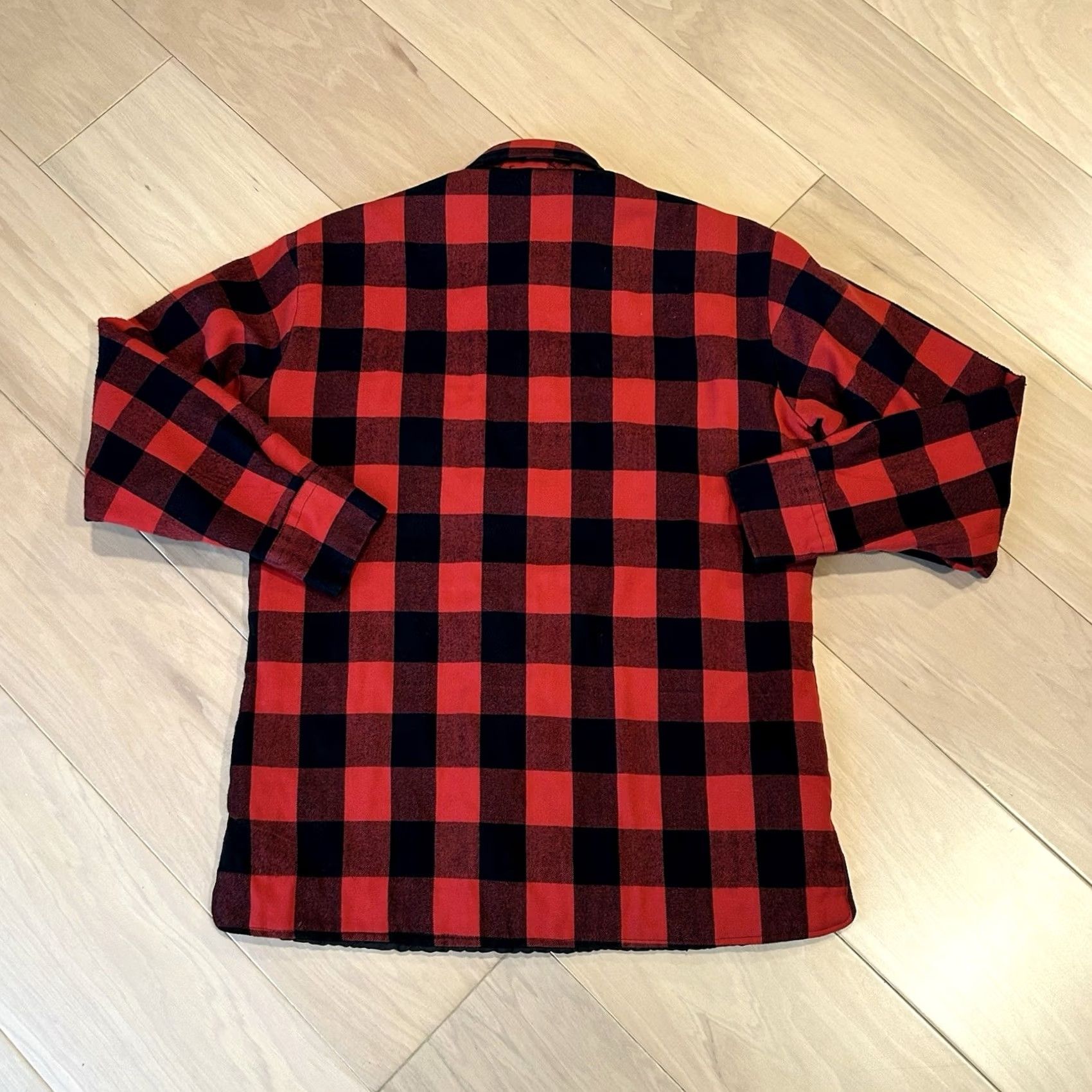 Sears VINTAGE Sears Quilted Lined Flannel Shacket Buffalo Plaid Shirt Jacket M Men Red/Black 90s Size US M / EU 48-50 / 2 - 4 Thumbnail