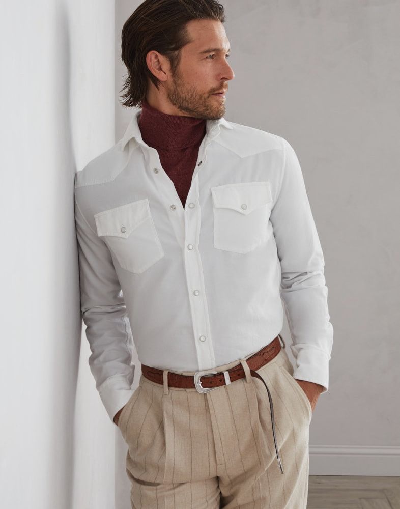Brunello Cucinelli o1w1db10825 Shirt in White Size US S / EU 44-46 / 1 - 3 Thumbnail