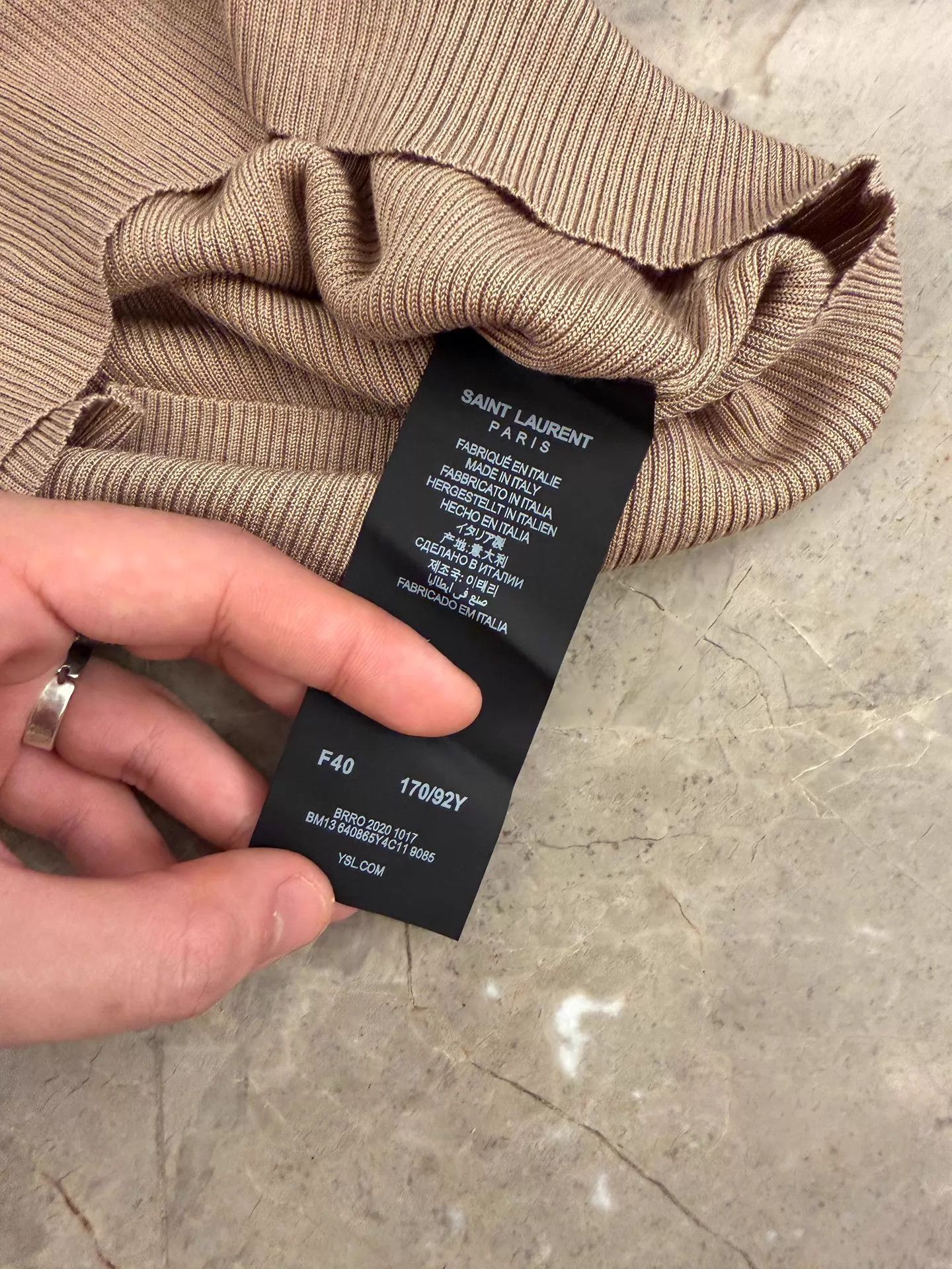 Saint Laurent Paris SL Gold Label Wool Turtle Slim Light Brown Size M / US 6-8 / IT 42-44 - 6 Thumbnail