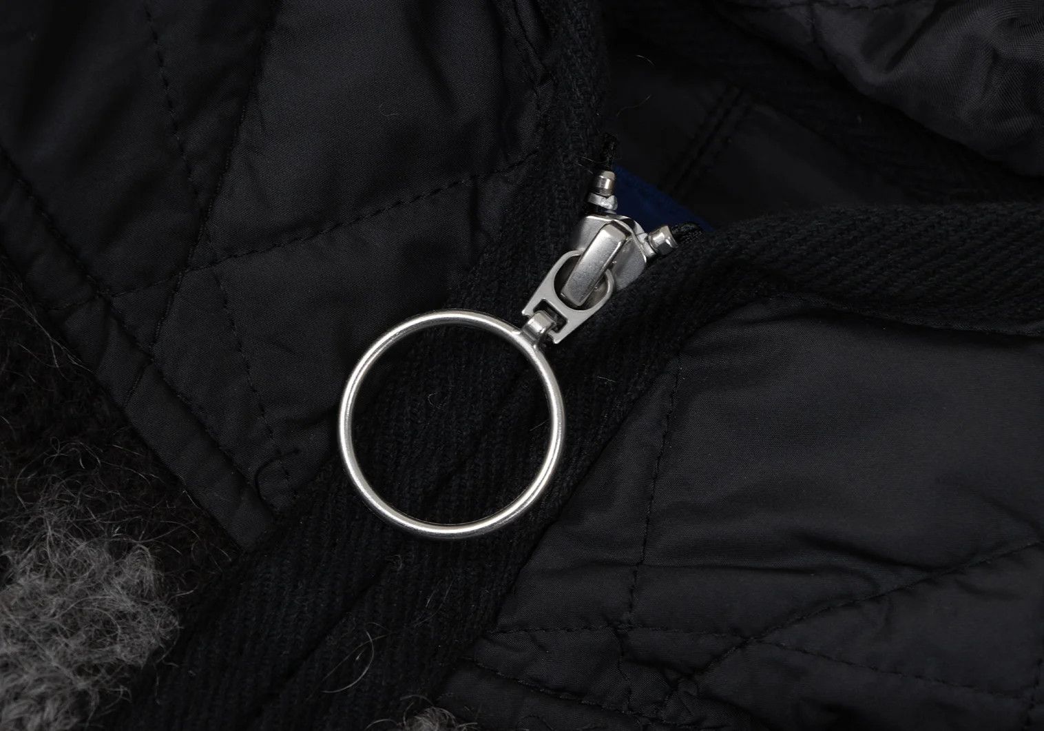 Junya Watanabe Quilted Knit Zip Blouson in Black Beige, Size M Size US M / EU 48-50 / 2 - 4 Thumbnail