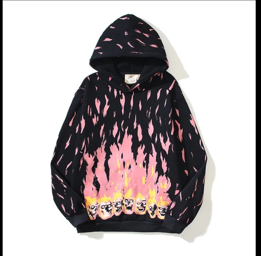 Vintage Flames Skulls Printed Hooded Size US M / EU 48-50 / 2 - 1 Thumbnail