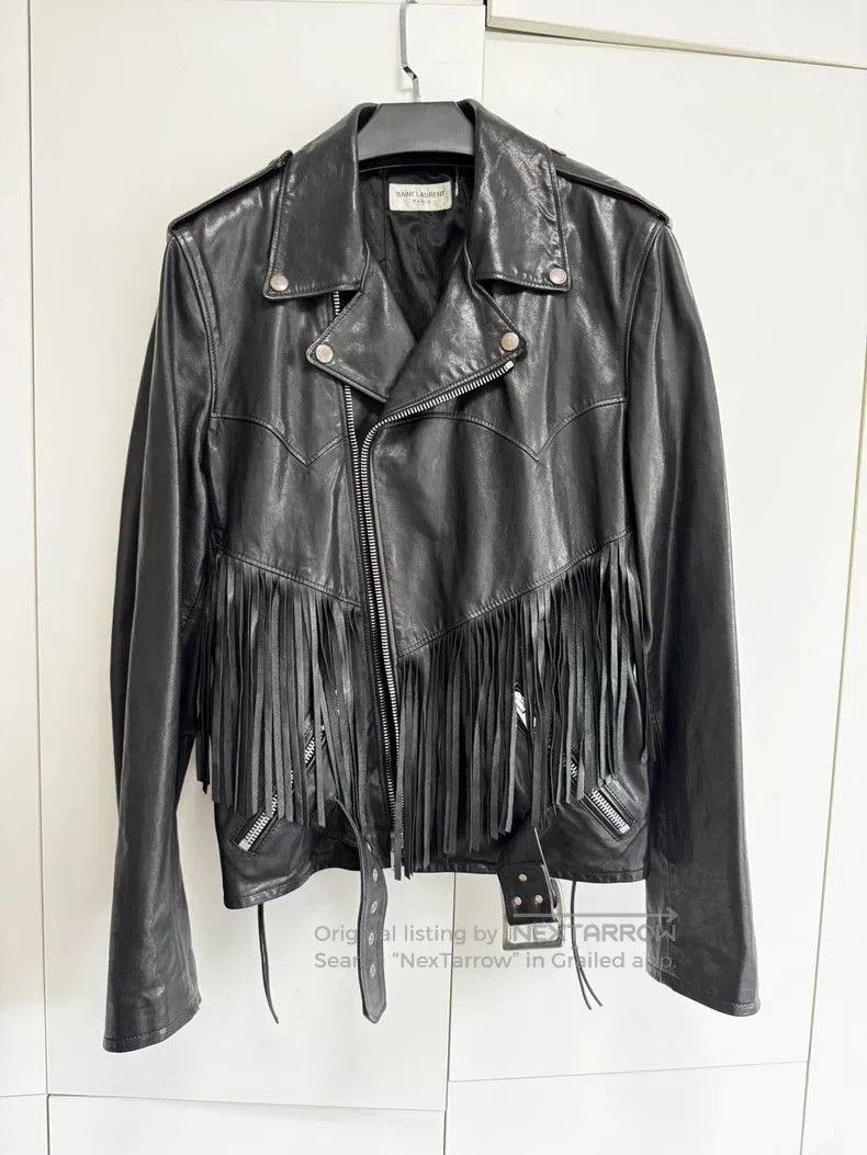 Saint Laurent Paris Saint Laurent Fringe Leather Biker Jacket. Size US L / EU 52-54 / 3 - 3 Thumbnail