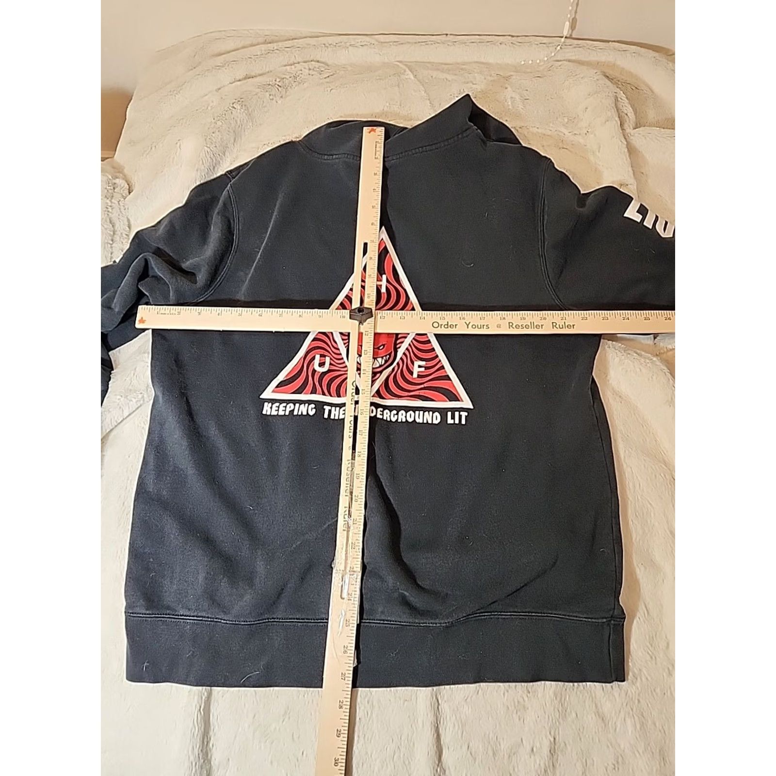 Huf VINTAGE HUF Spitfire Hoodie Mens XL Black Pullover Drawstring Fleece Size US XL / EU 56 / 4 - 6 Thumbnail