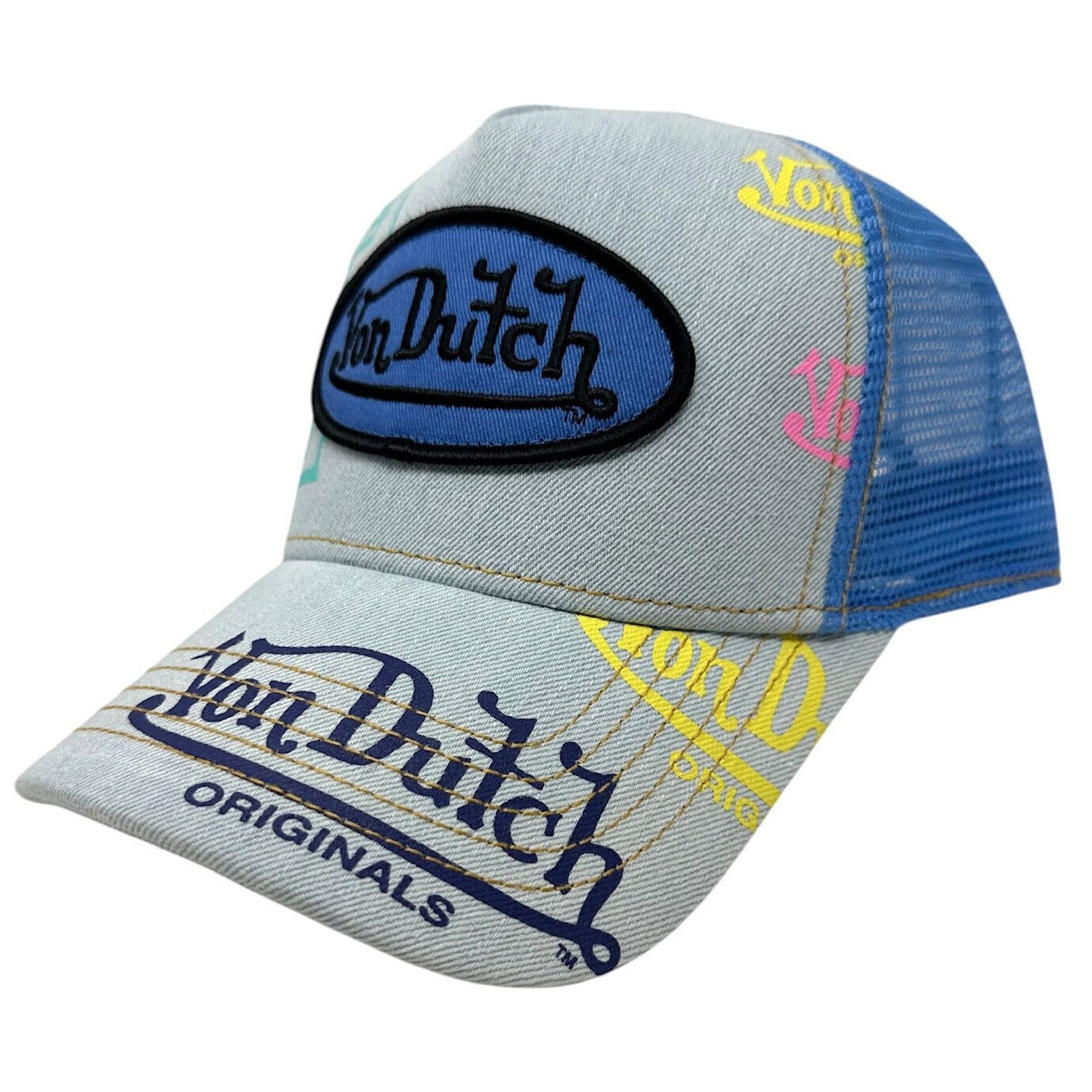 Von Dutch Von Dutch Trucker Hat Denim Half Blue Snapback Cap Size ONE SIZE - 1 Thumbnail